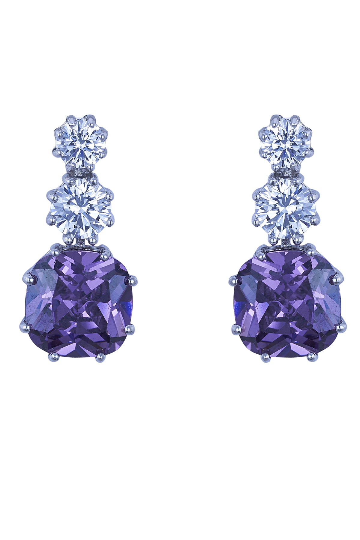 Purple Round Diamond Earrings