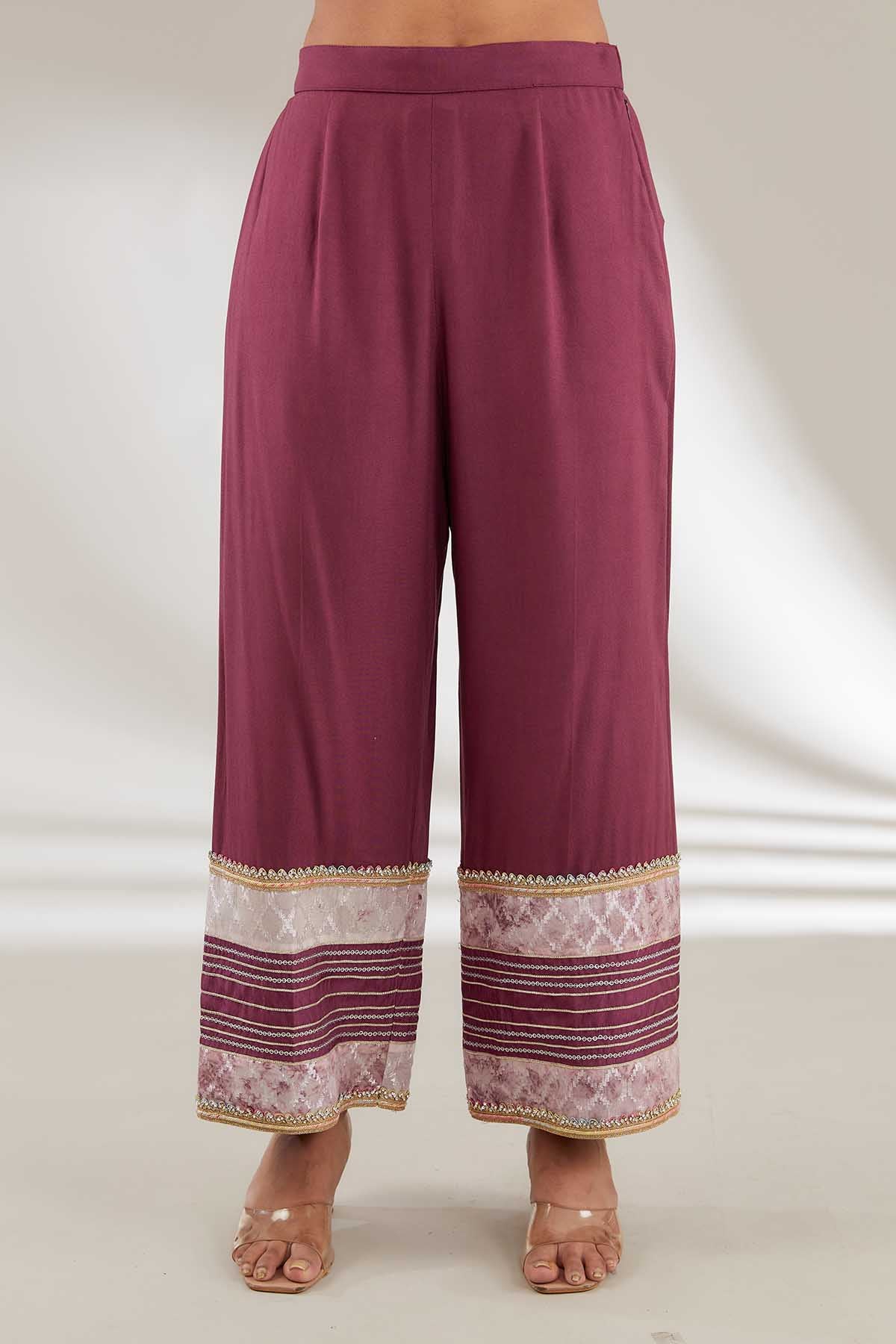 Purple Round Neck Long Kurta Set