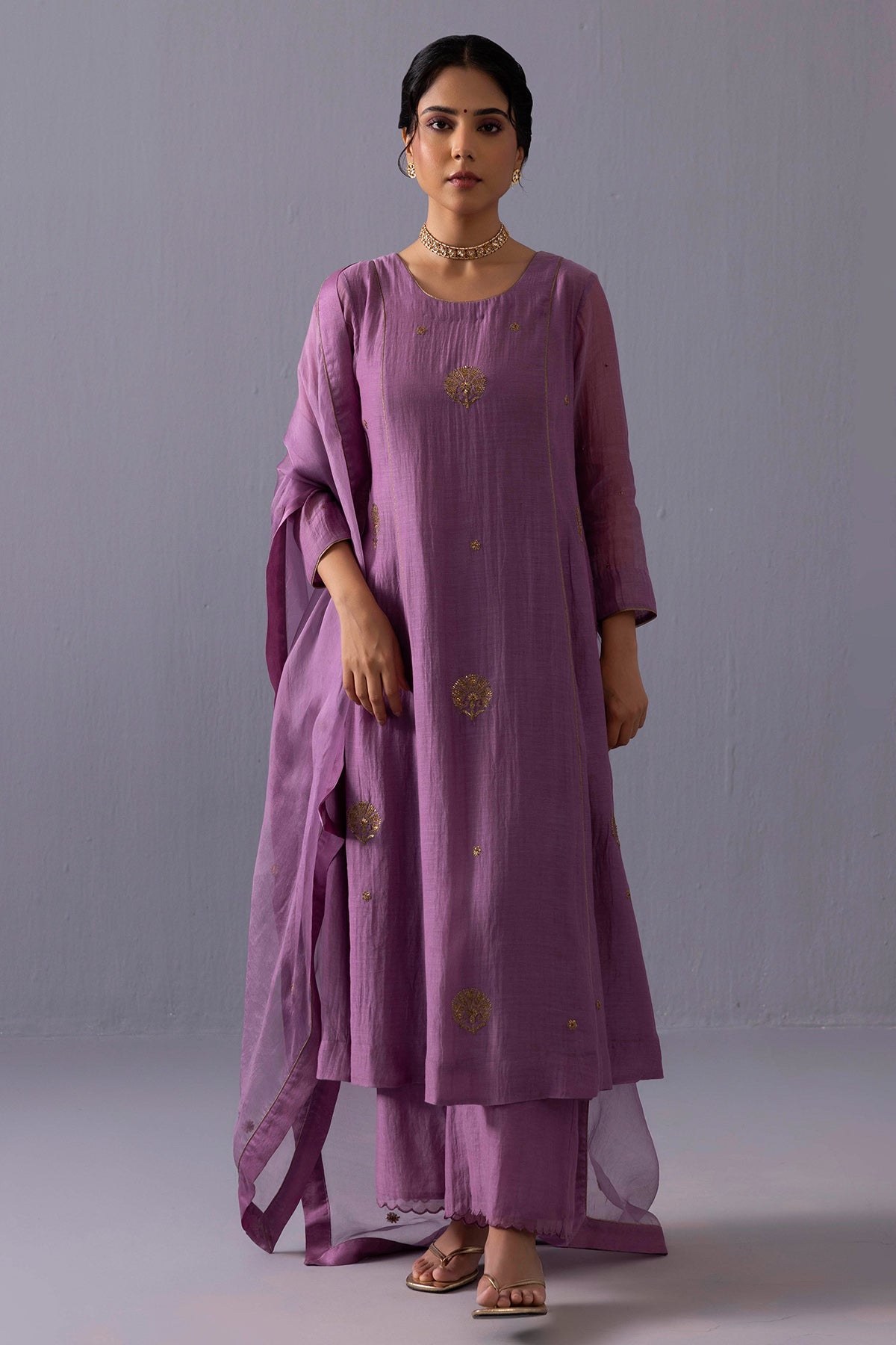 Buy Purple Sequins Kurta And Pants for women online available at ScrollnShops