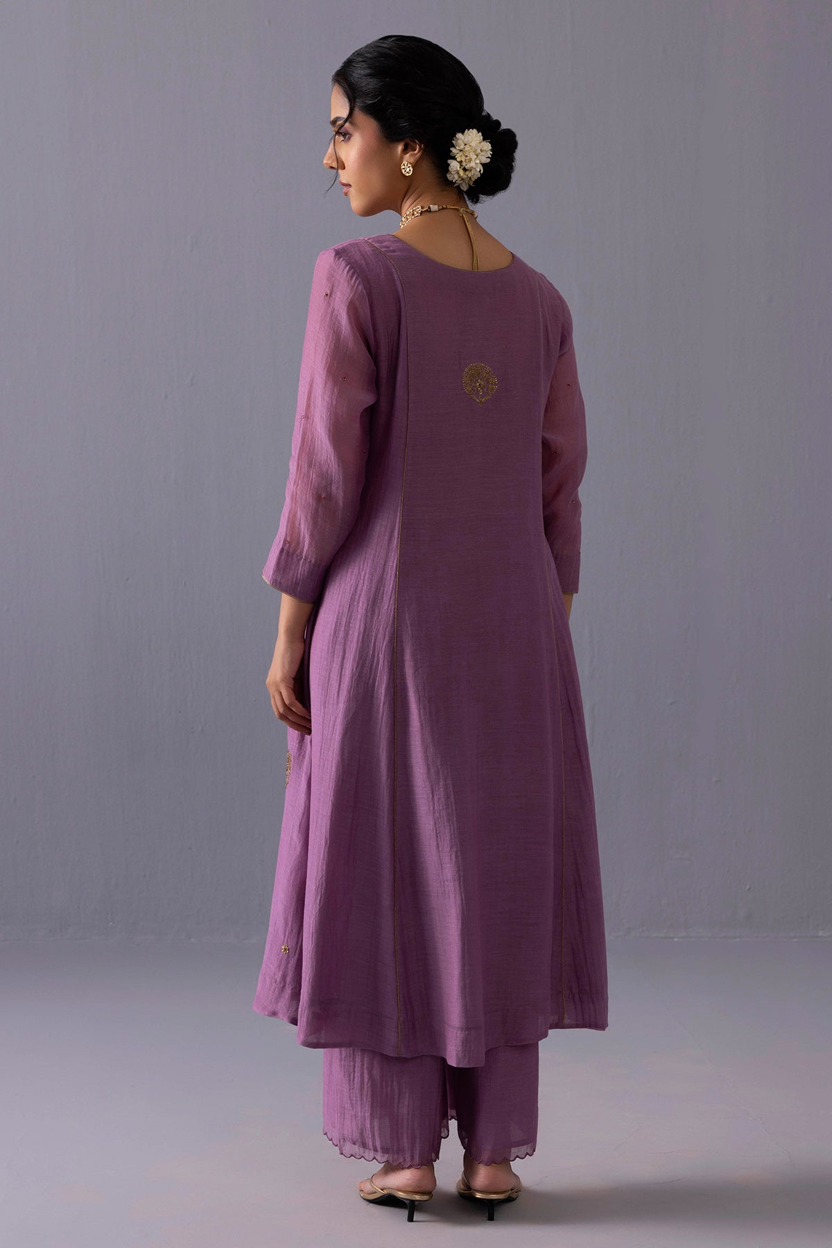 Purple Sequins Kurta And Pants