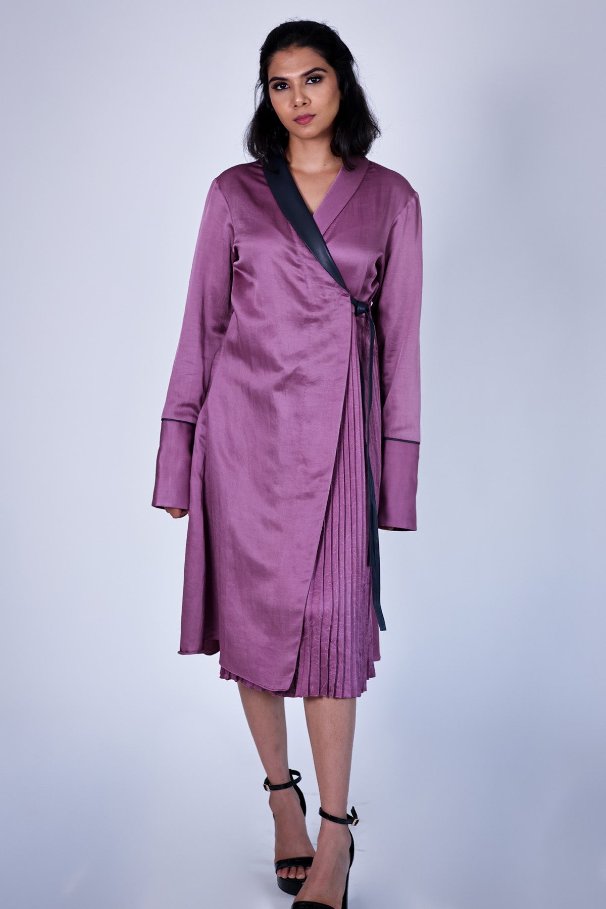 Arya Giri Purple Shibori & Leather Dress for women online at ScrollnShops