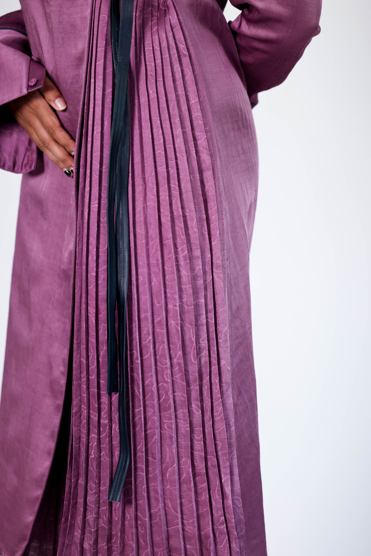 Purple Shibori & Leather Dress