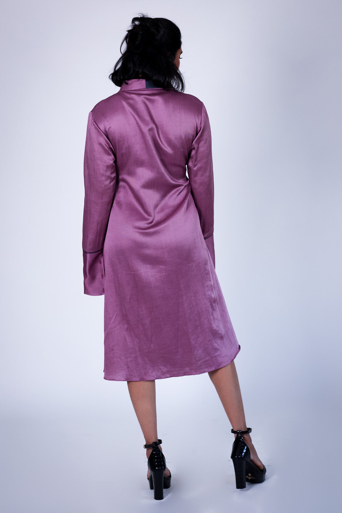 Purple Shibori & Leather Dress