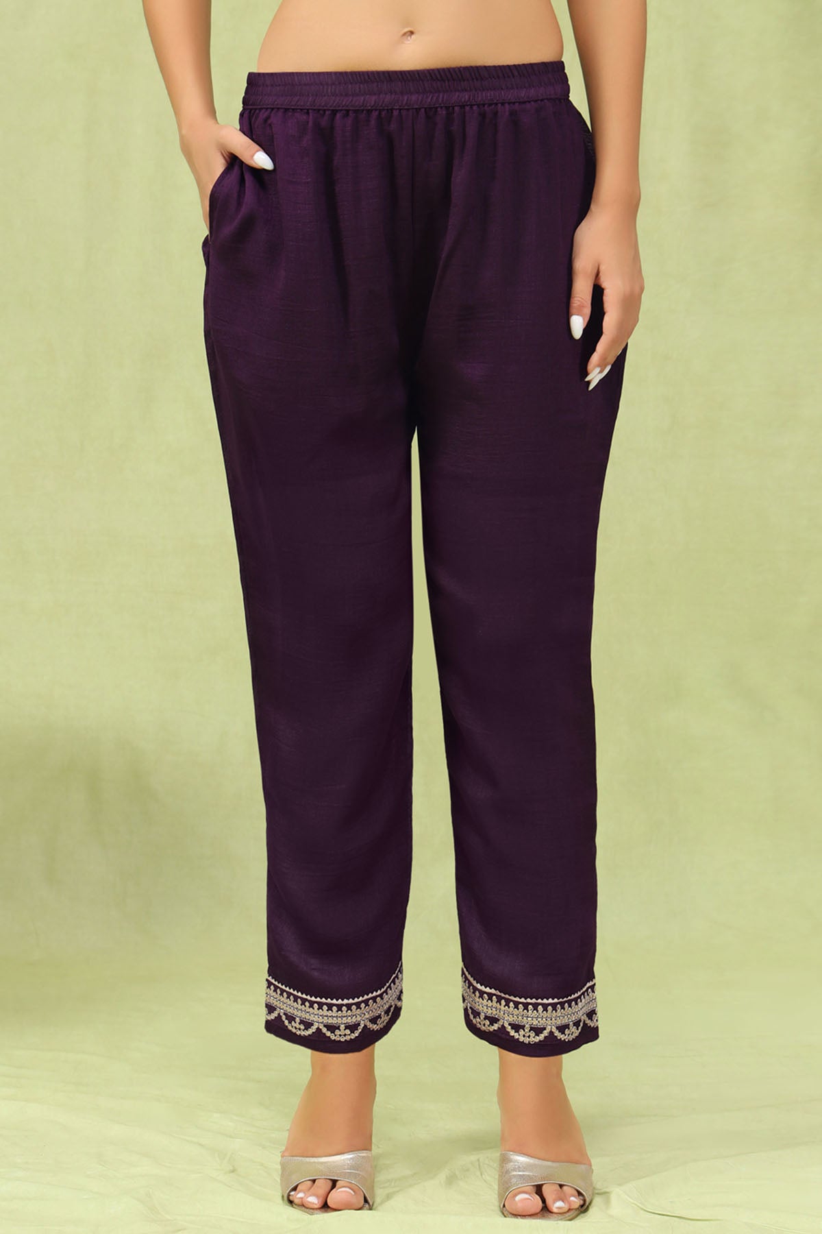Purple Silk Blended Kurta Set