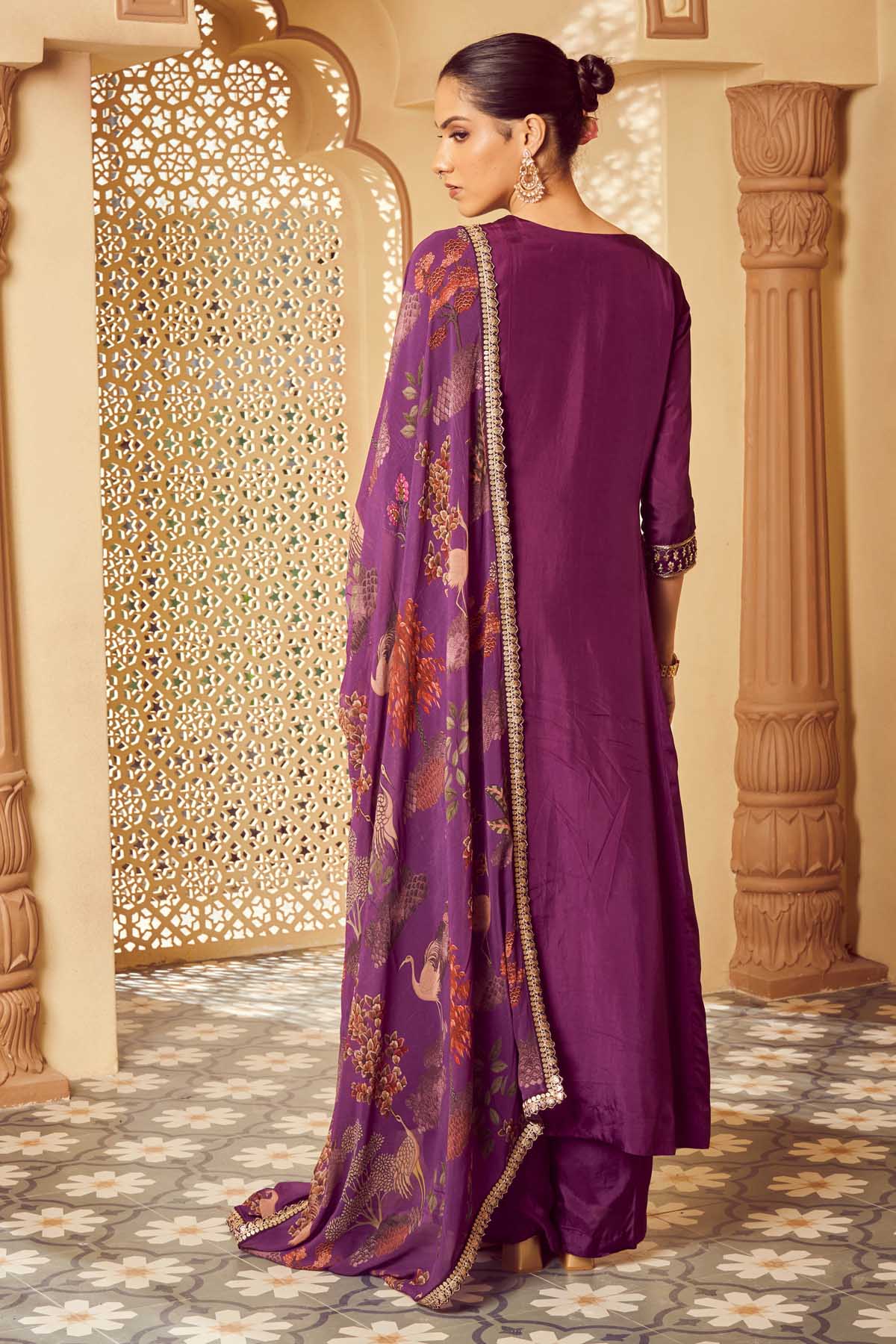 Embroidered Flared Kurta Set