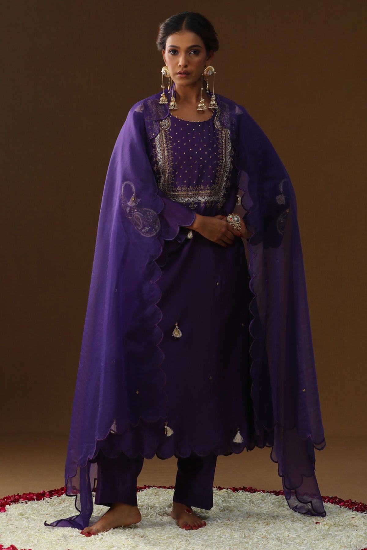Buy Purple Silk Sequins Kurta Set for women by Arpita Sulakshana online available at scrollnshops