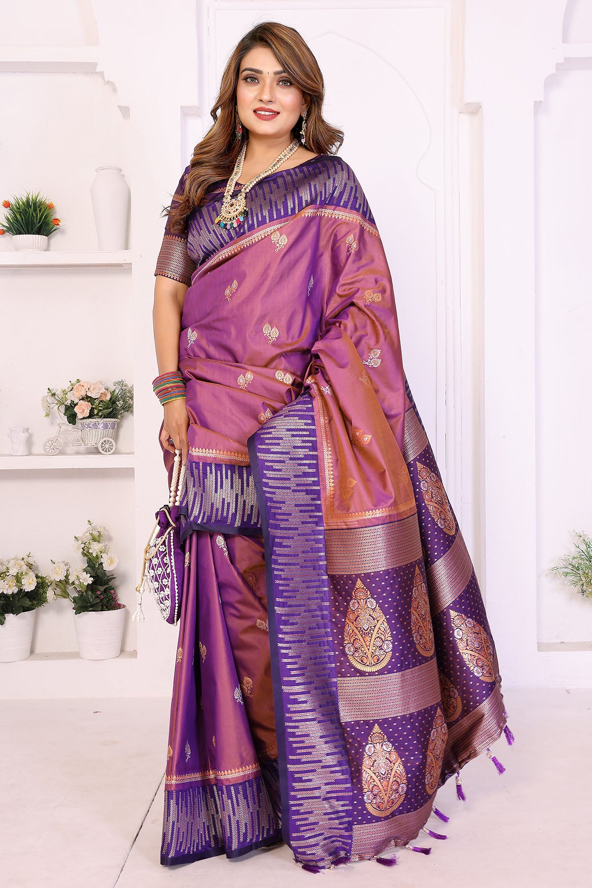 Purple South Soft Silk Saree