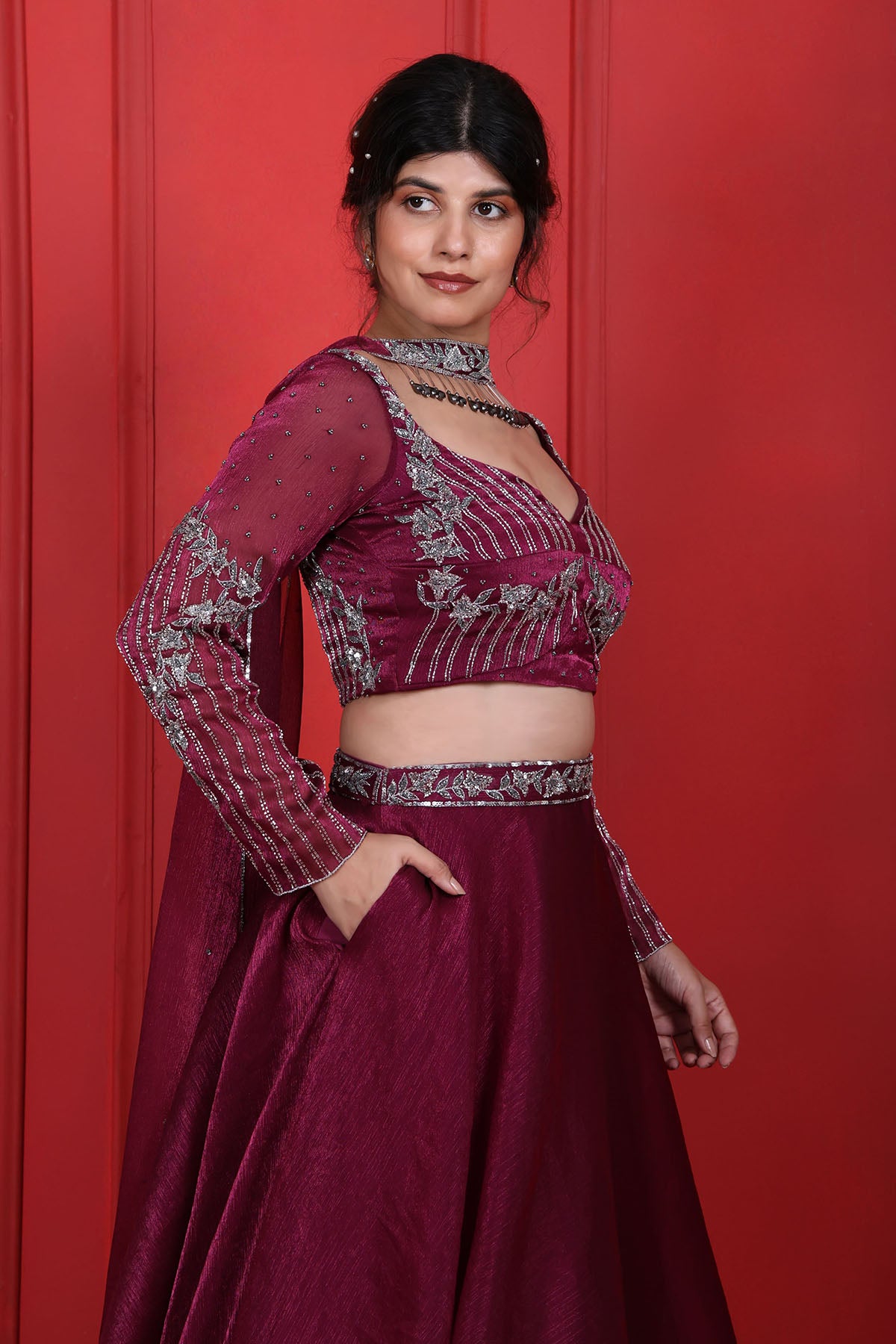 Purple Thread Indo-Western Set