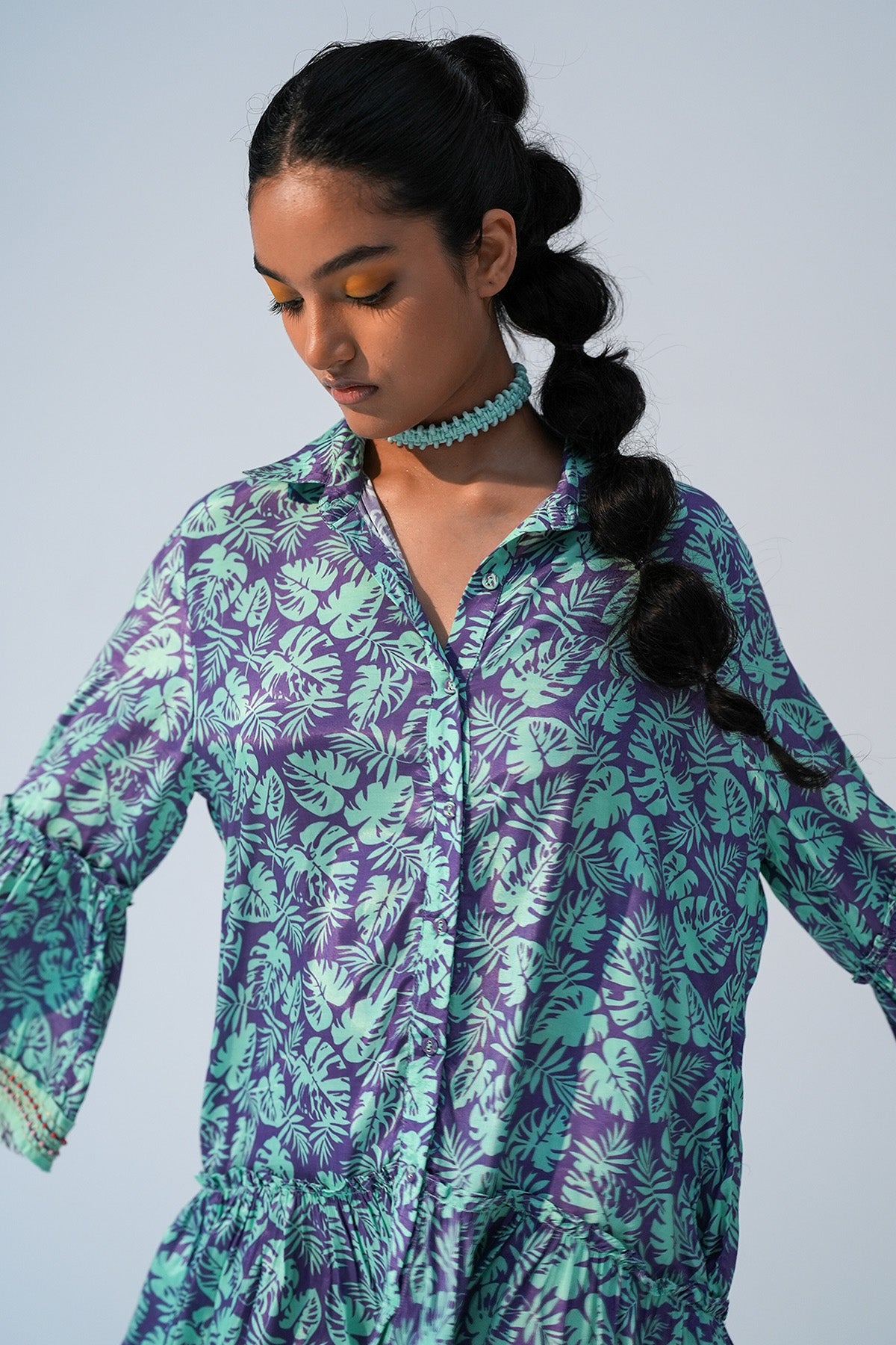 Purple Tiered Collar Mini Dress