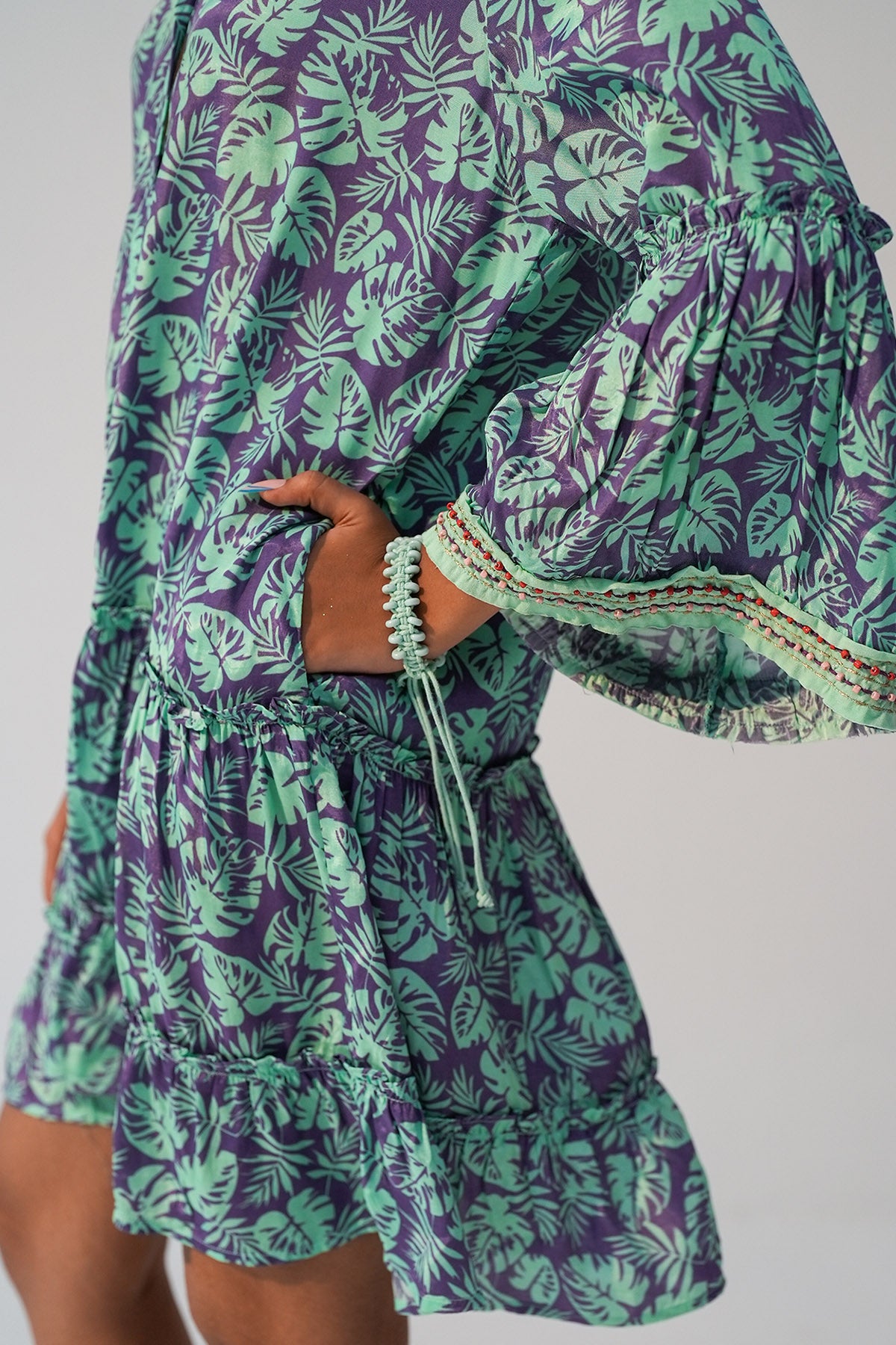 Purple Tiered Collar Mini Dress