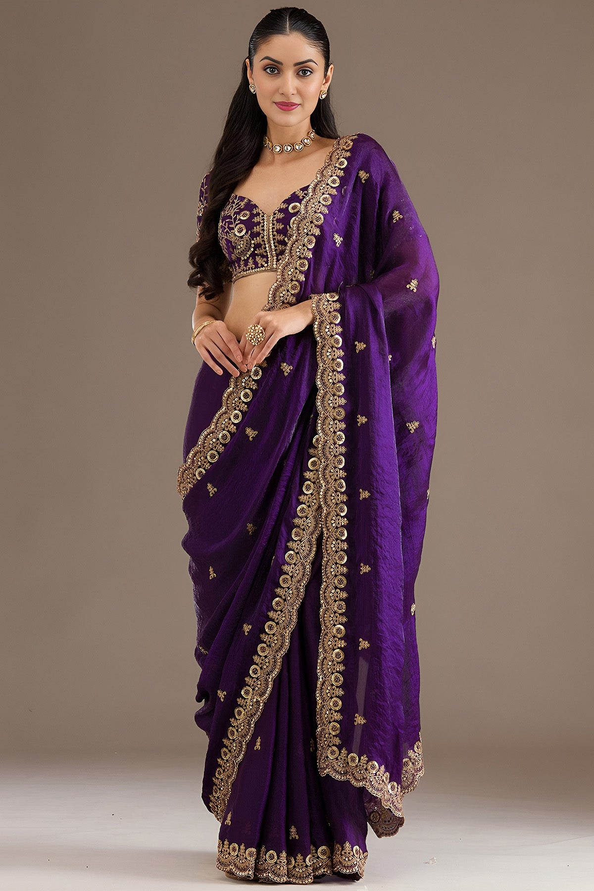 Purple Tissue Dori & Zari Saree