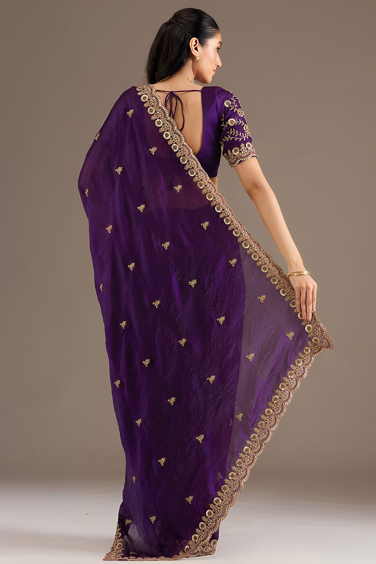 Purple Tissue Dori & Zari Saree