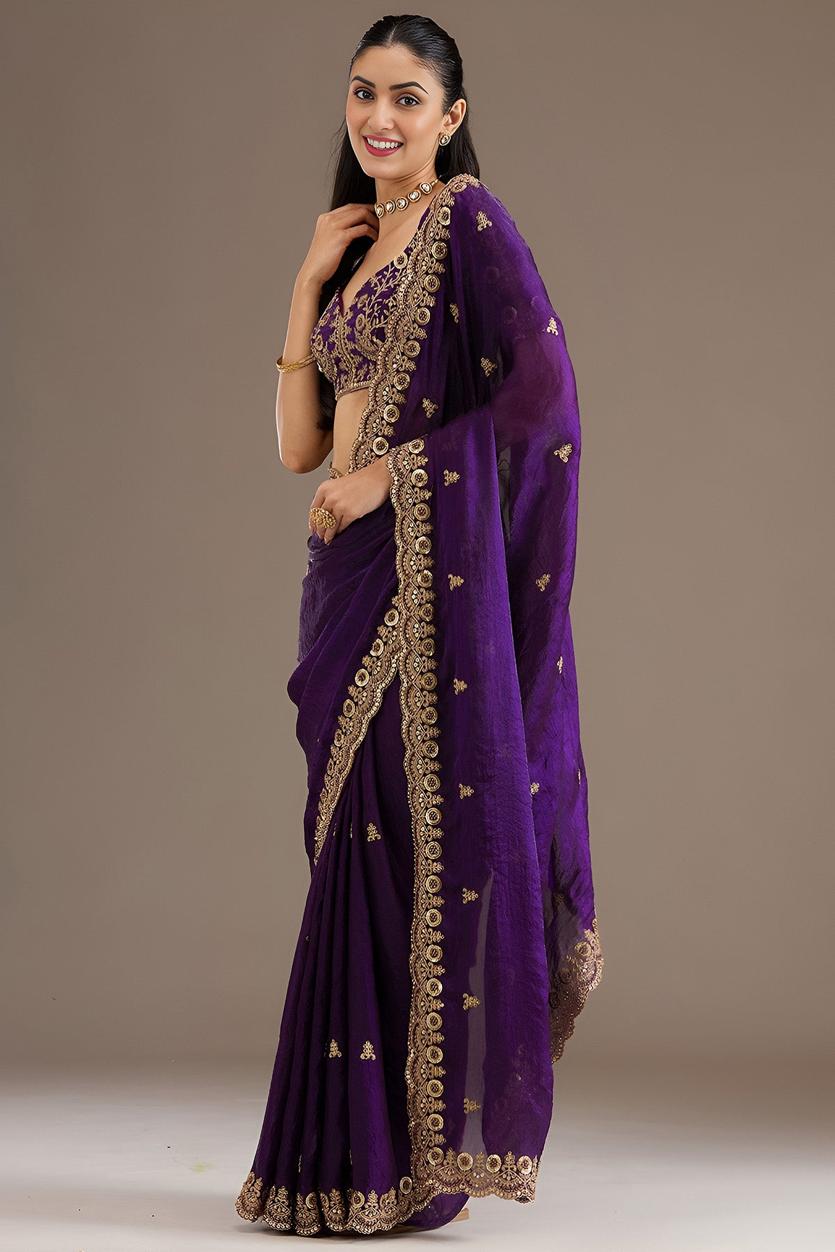 Purple Tissue Dori & Zari Saree