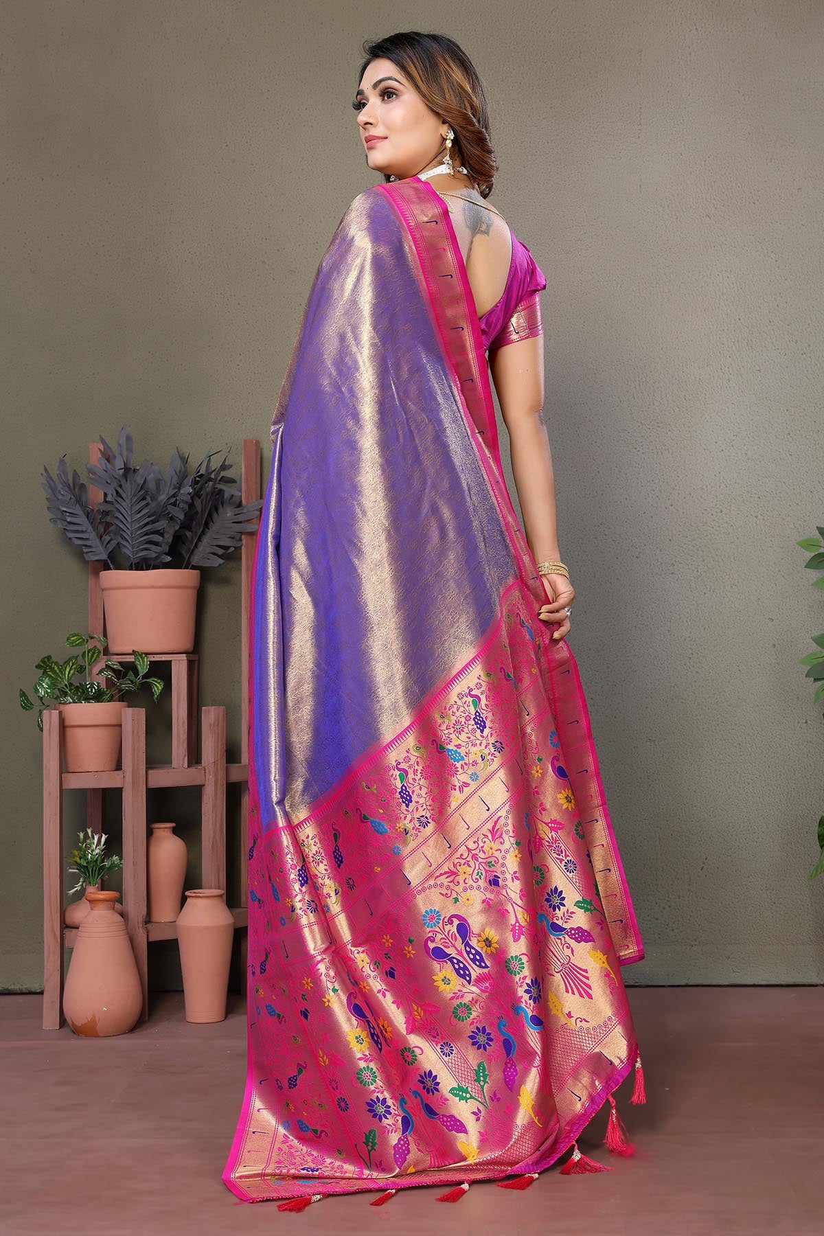 Purple Tissue Silk Woven Saree
