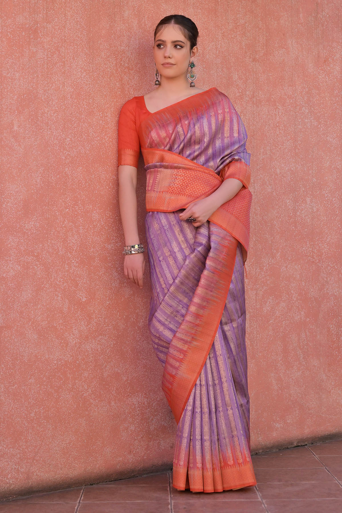 Purple Tussar Silk Zari Saree