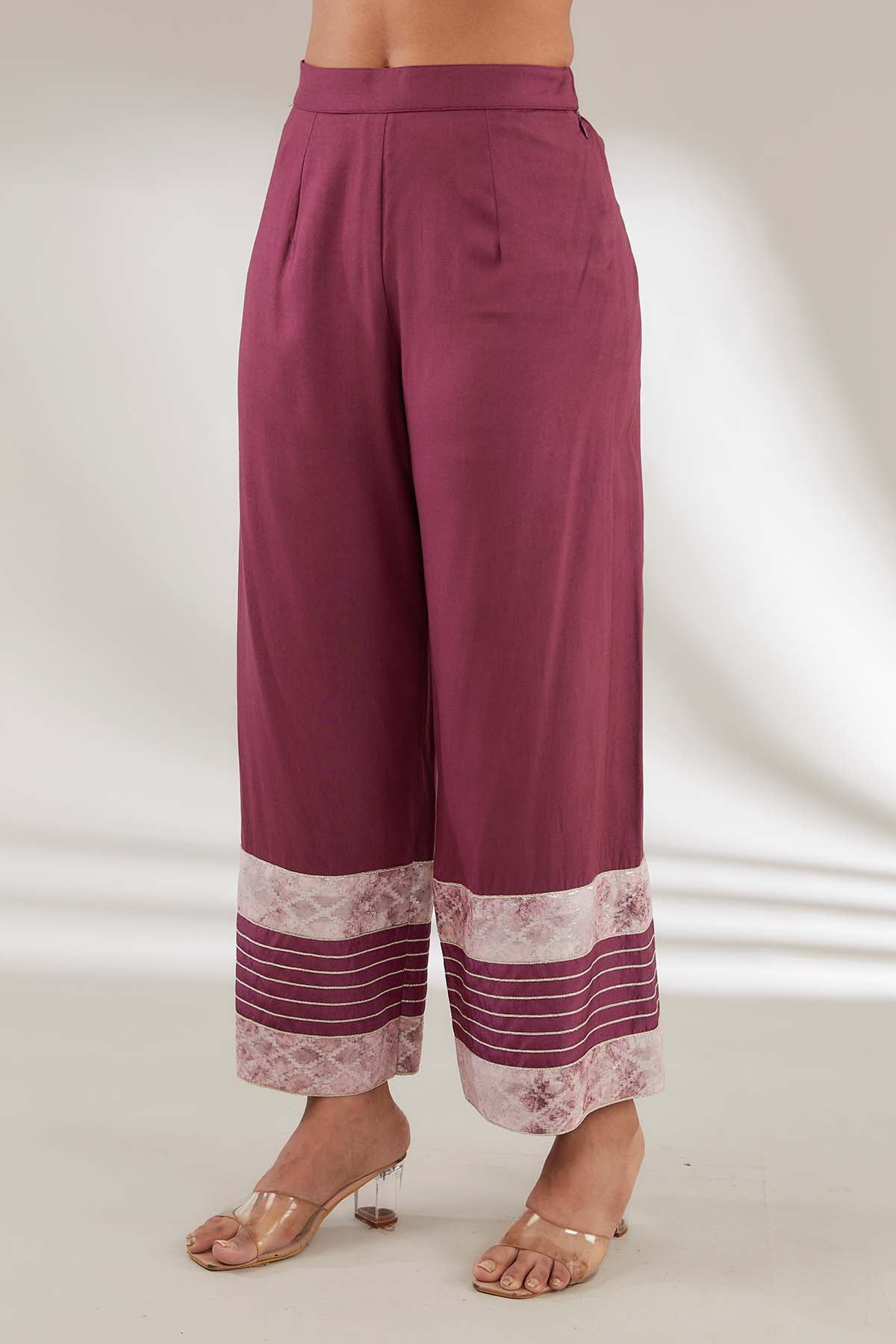 Purple V-Neck Long Kurta Set