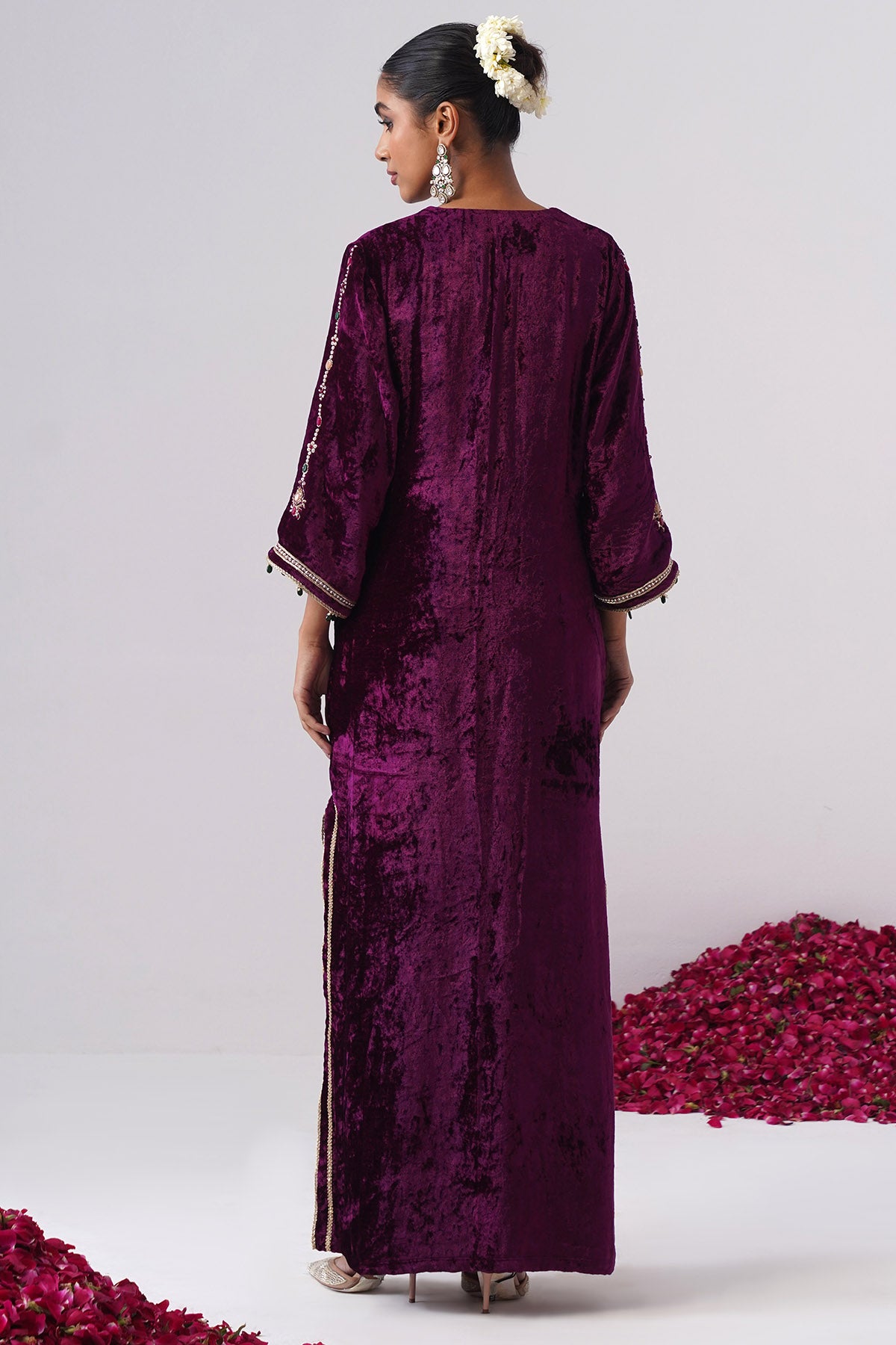 Purple Velvet Embroidery Kaftan