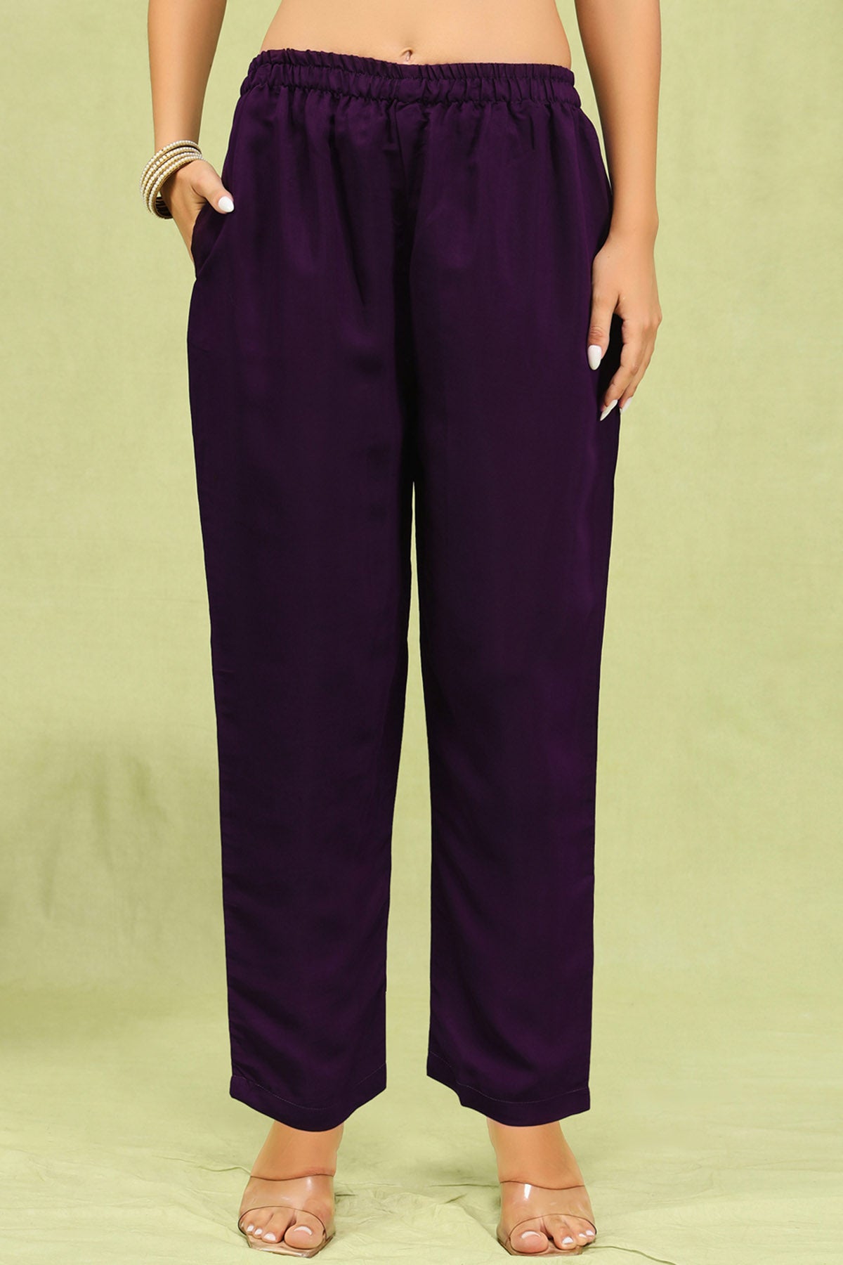 Purple Viscose Silk Kurta Set