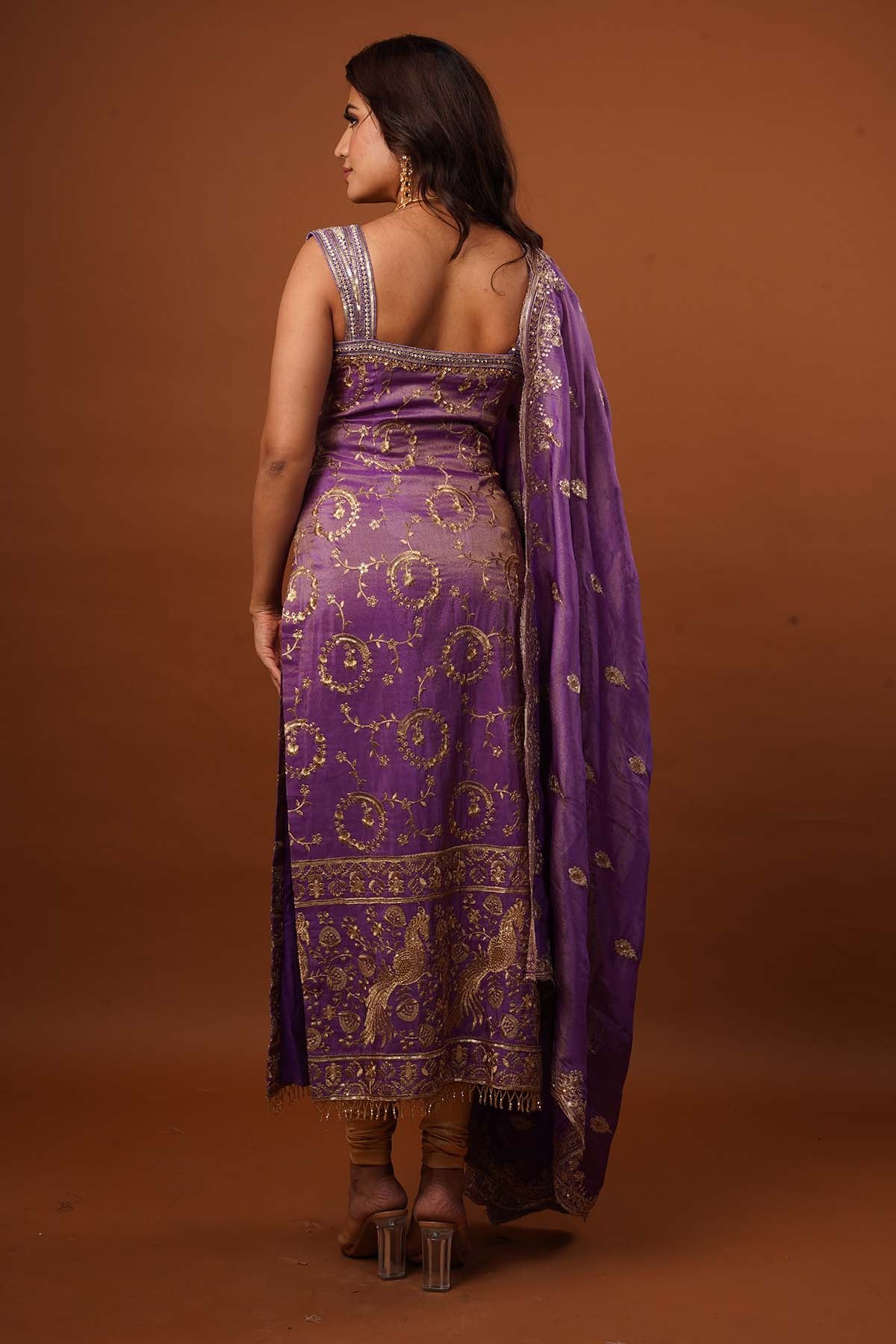 Purple Zardosi Floral Kurta Set