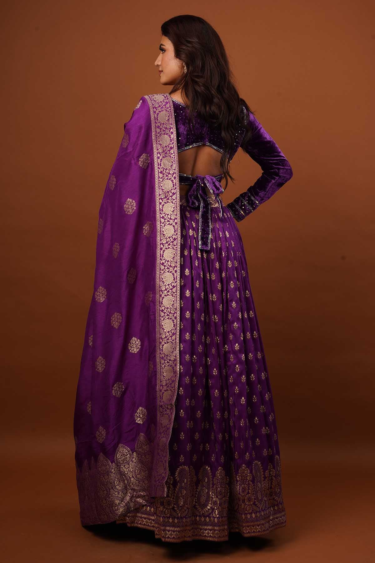 Purple Zardosi Print Lehenga Set