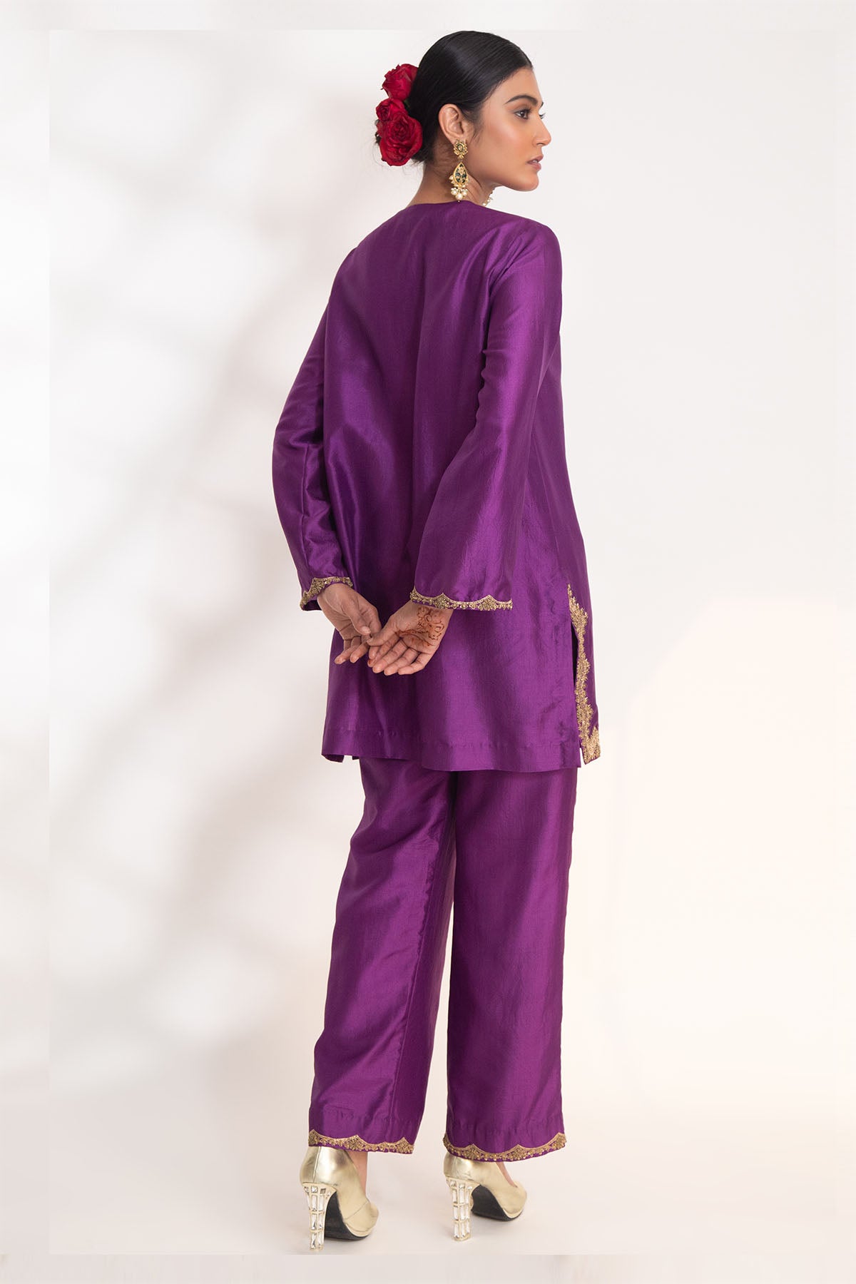 Purple Zardozi Short Kurta Set