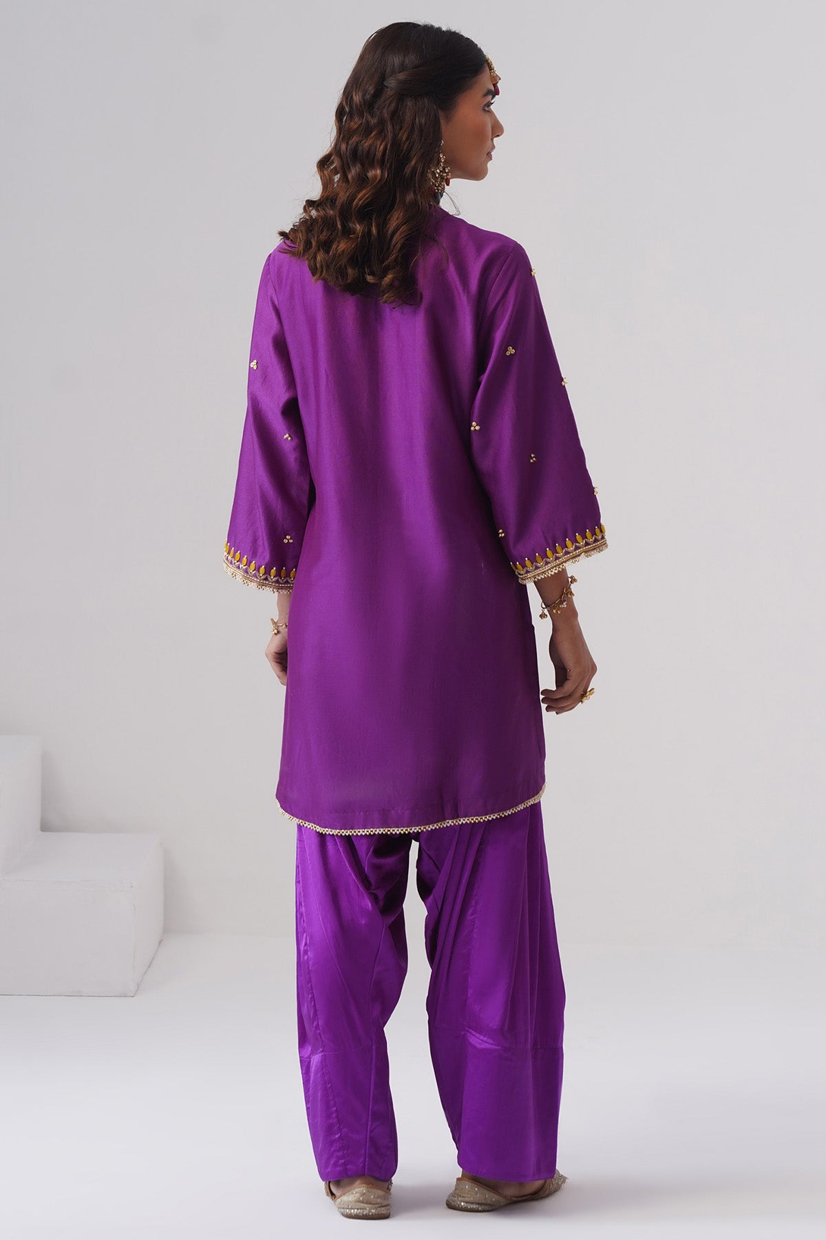 Purple Zardozi Work Kurta Set