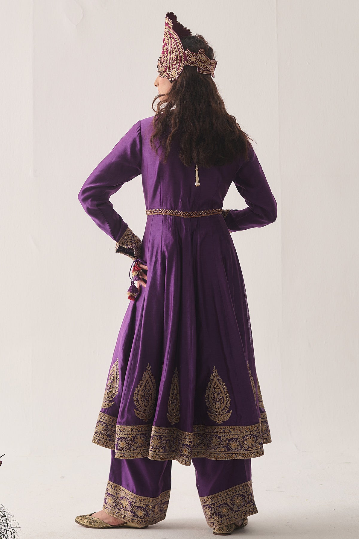 Purple Zari Aari Anarkali Set