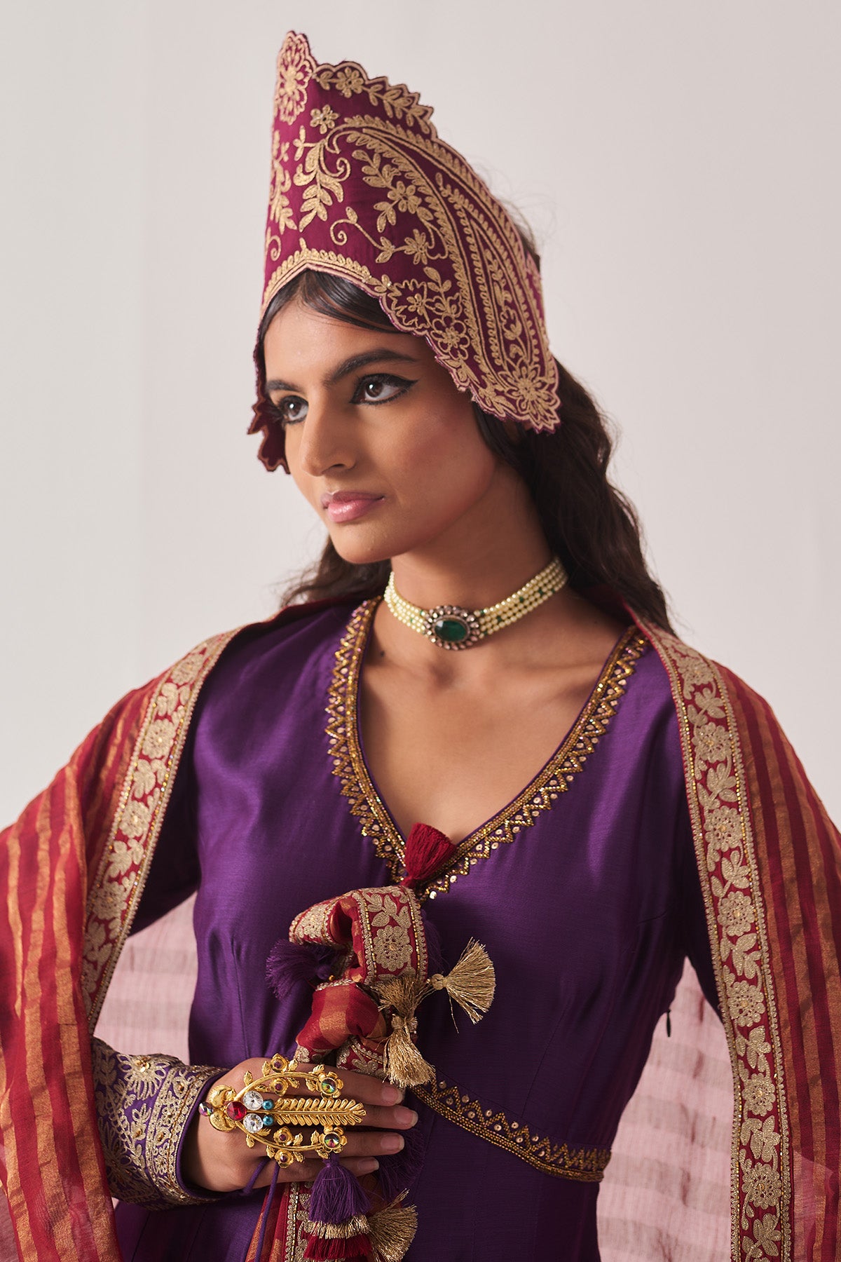 Purple Zari Aari Anarkali Set