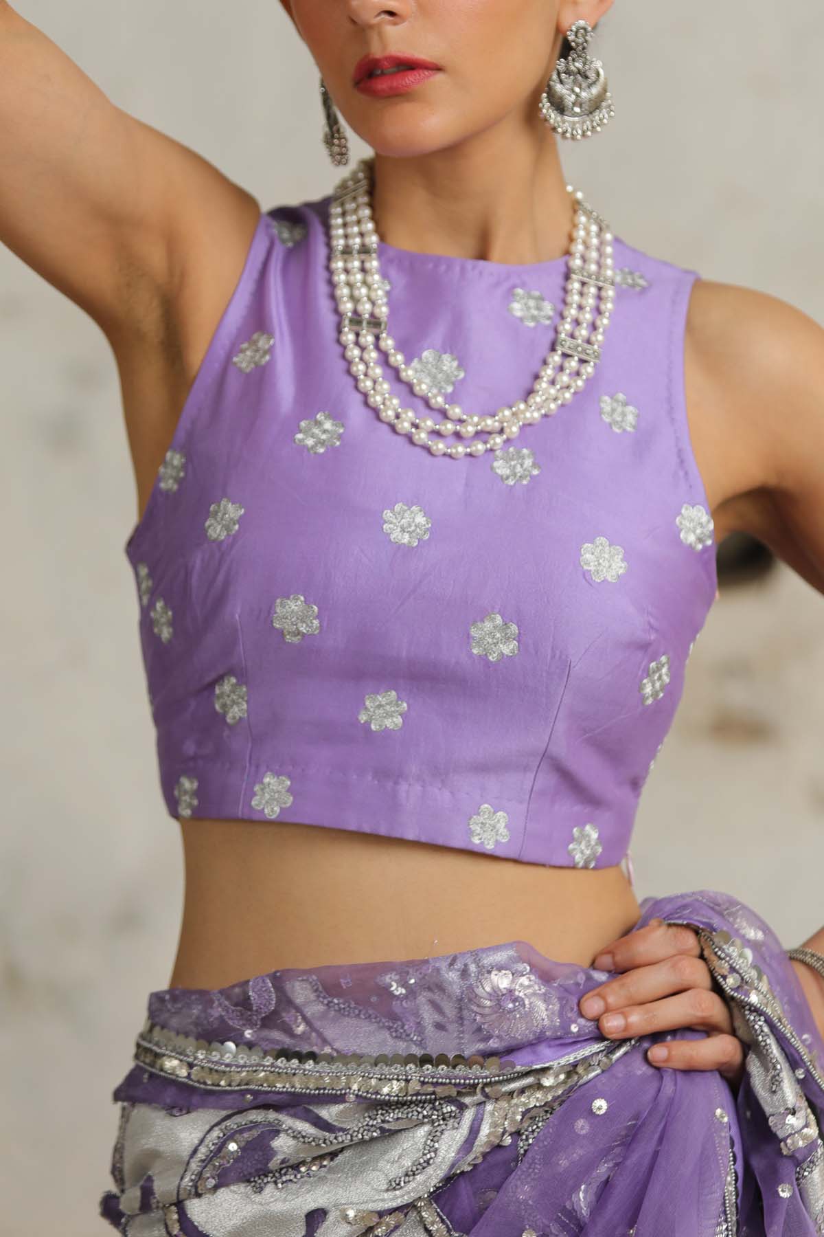 Saksham Neharicka Purple Zari Embroidered Blouse for women online at ScrollnShops