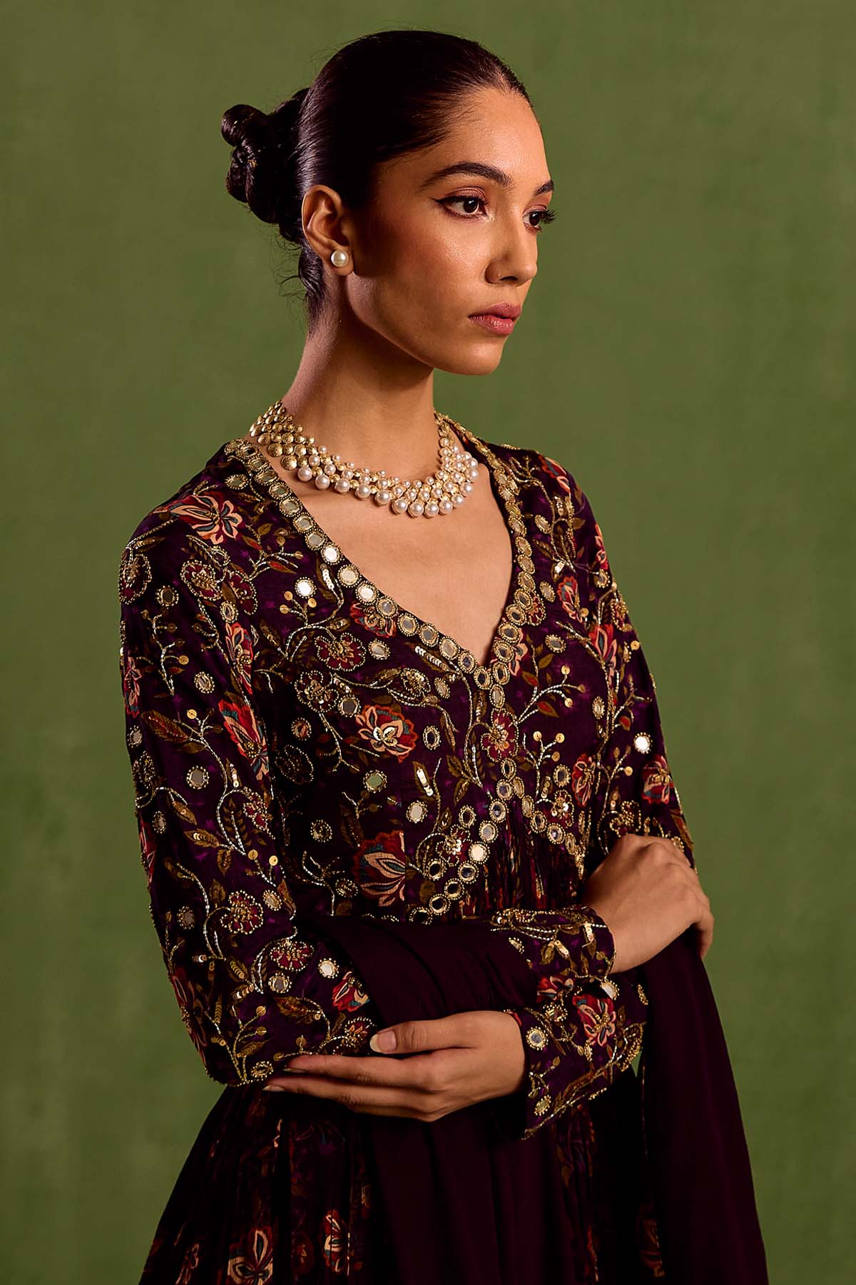 Purple Zari Printed Garara Set