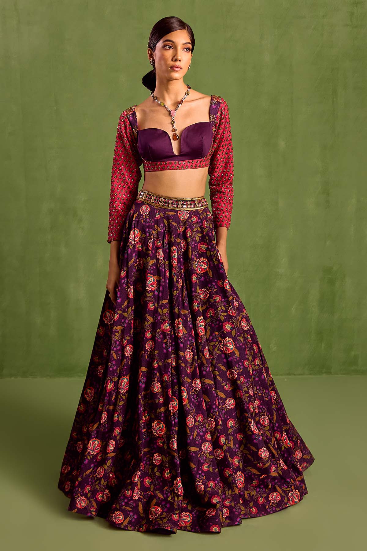 Purple Zari Work Lehenga Set