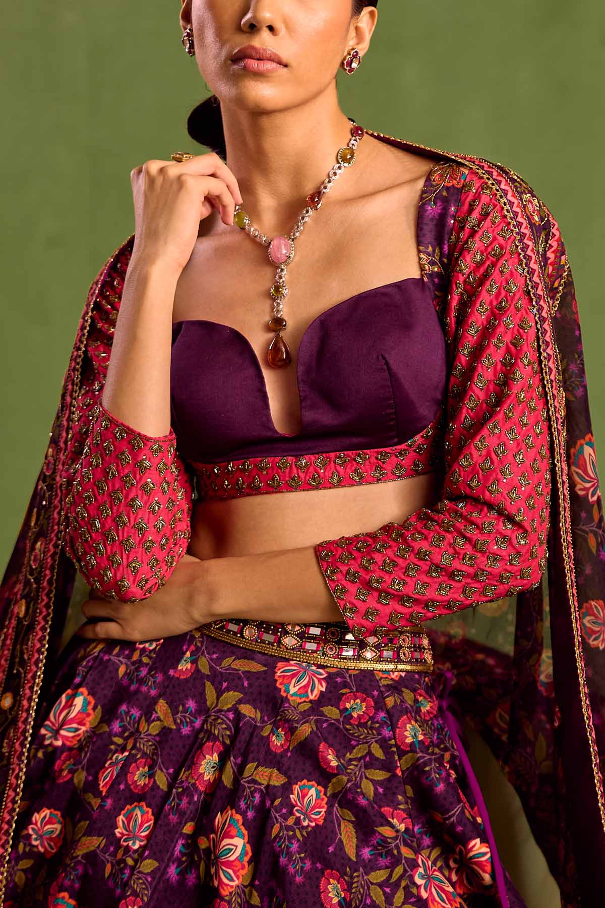 Purple Zari Work Lehenga Set