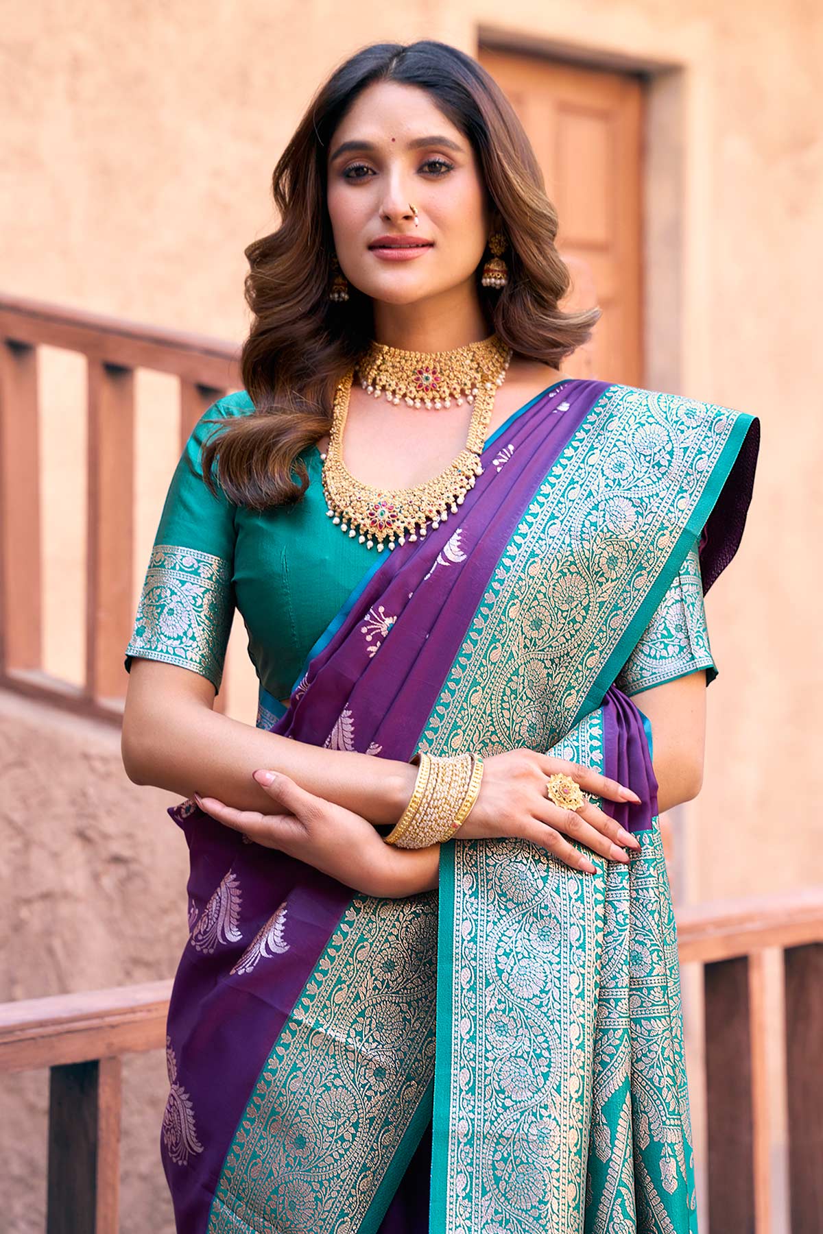 Zari Woven Weave Purple Saree