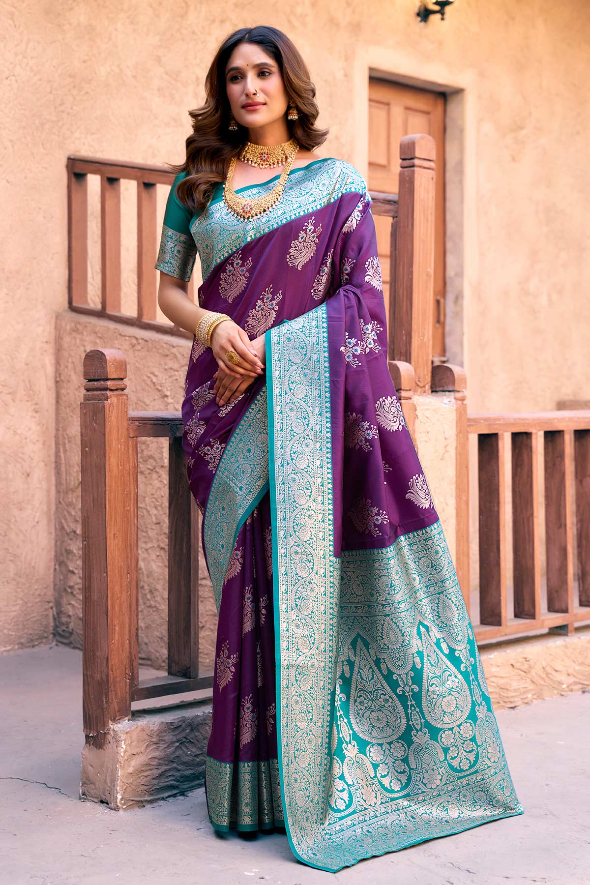 Buy Zari Woven Weave Purple Saree for women by Jyoti Fashion online available at scrollnshops