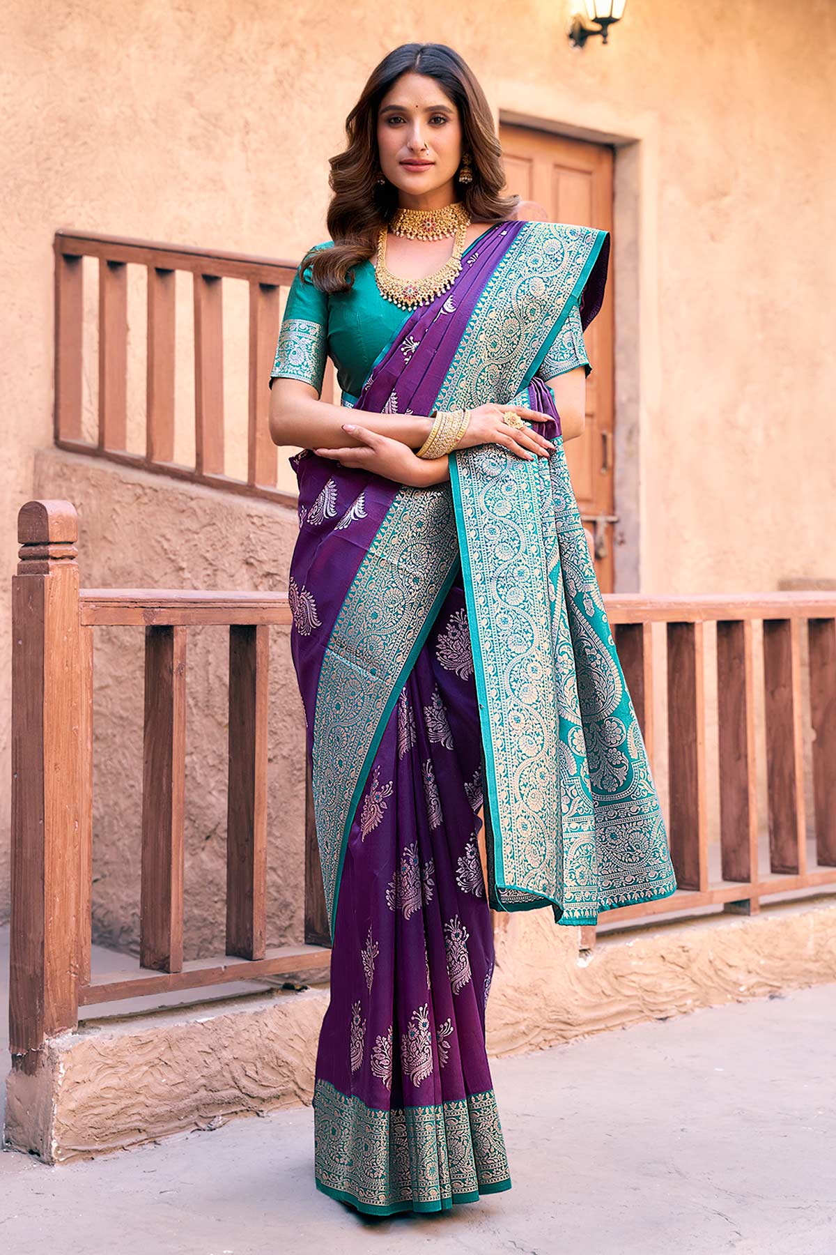 Zari Woven Weave Purple Saree