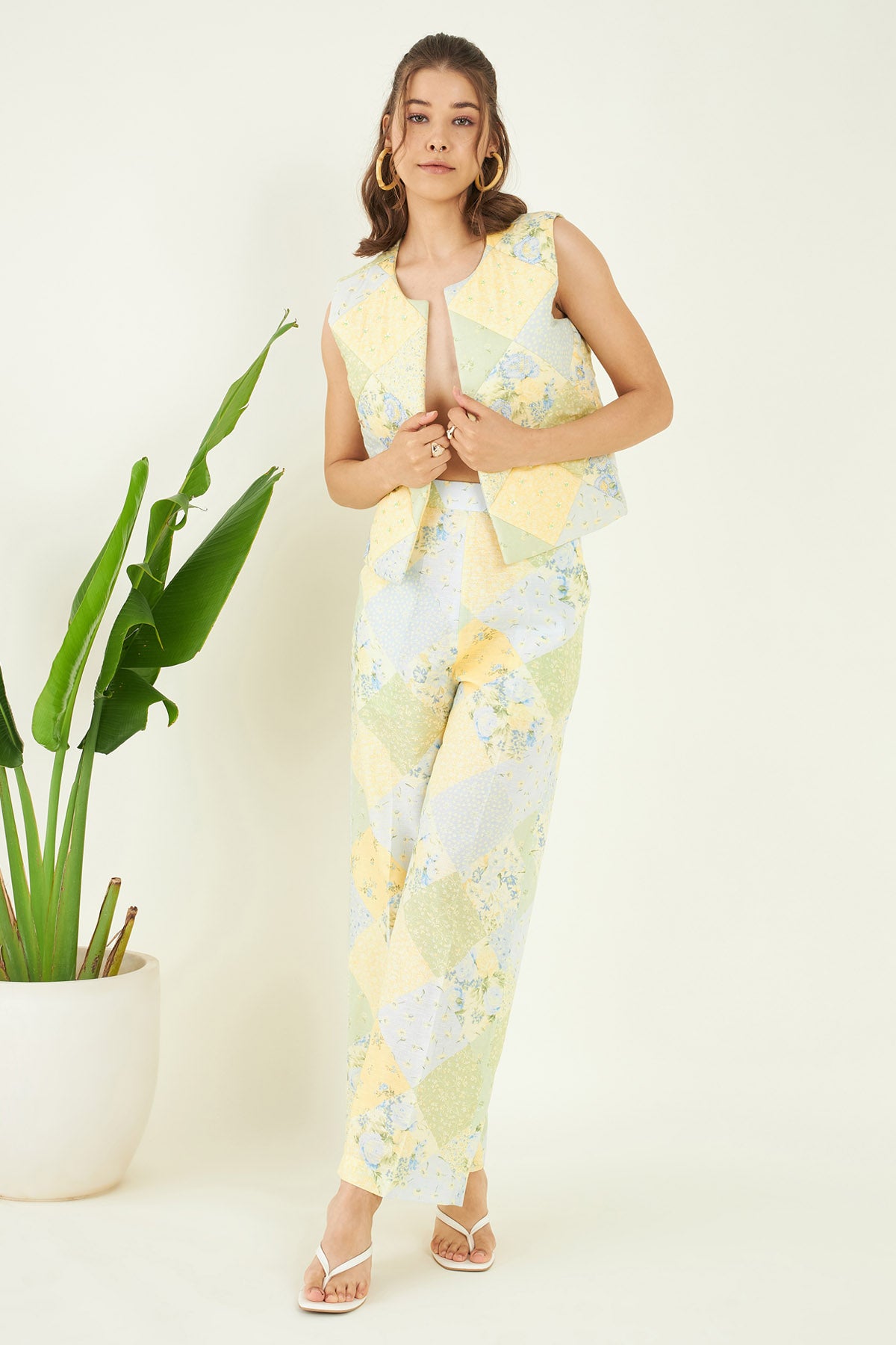 Quilted Linen Jacket & Pant Set