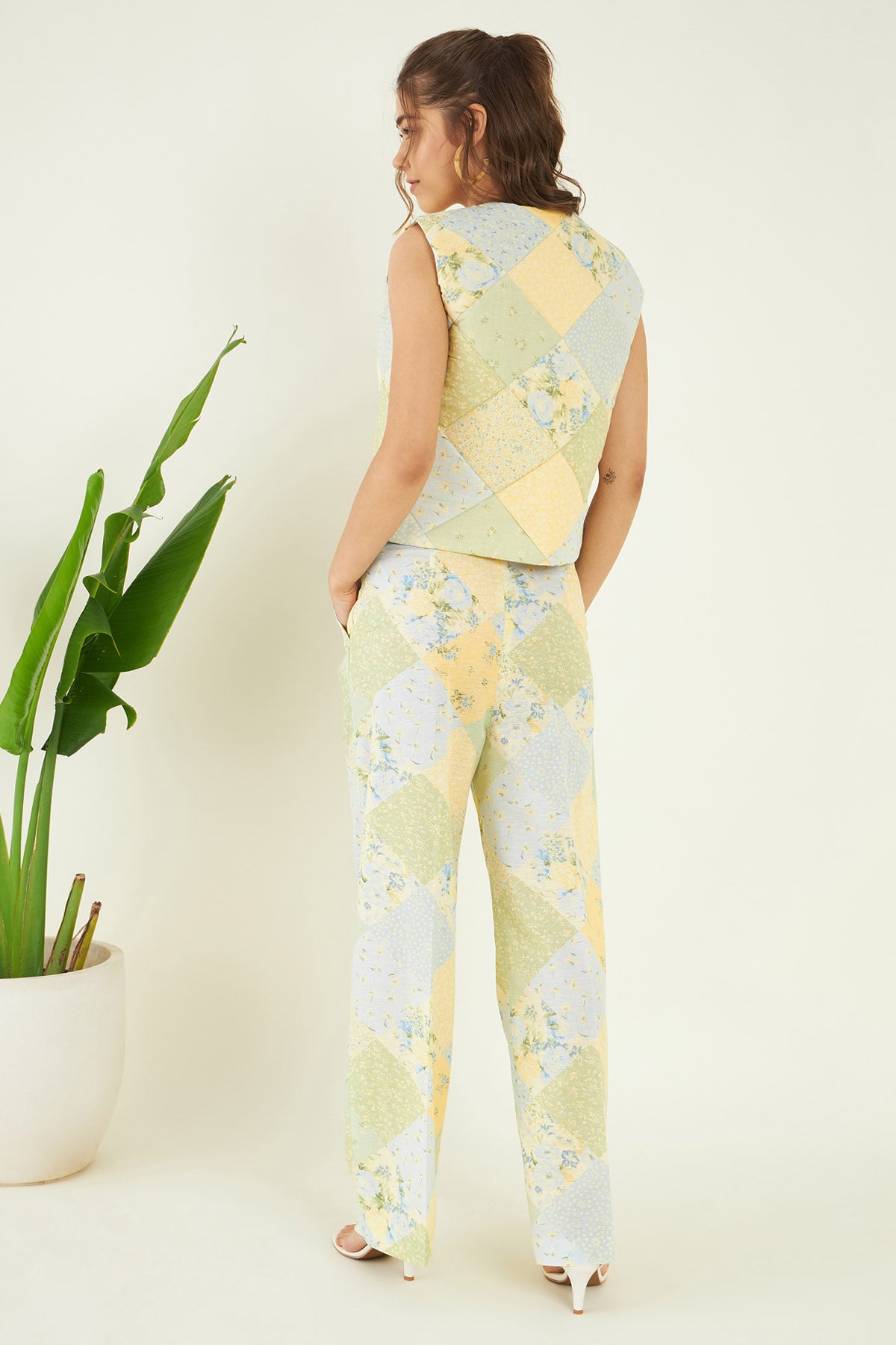 Quilted Linen Jacket & Pant Set