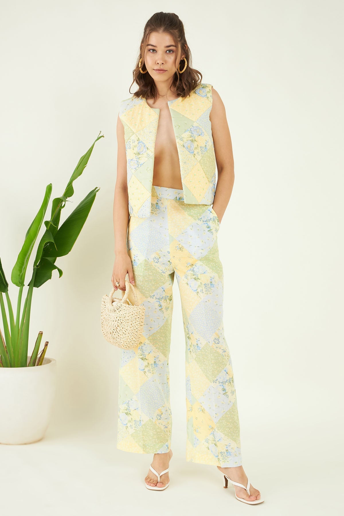 Buy Quilted Linen Jacket & Pant Set Online