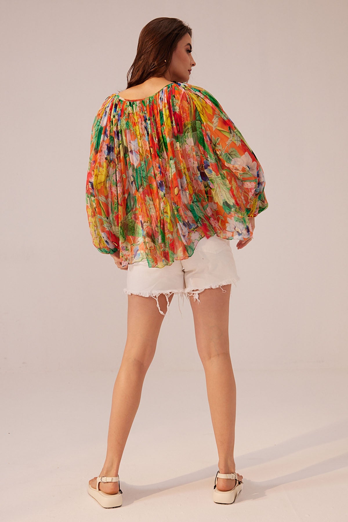 Raglan Sleeve Flowery Top