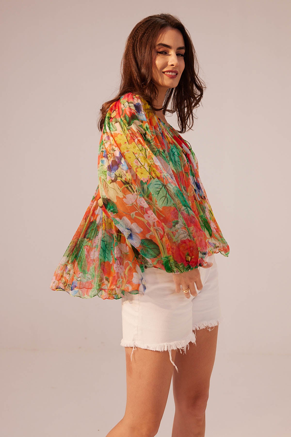 Raglan Sleeve Flowery Top