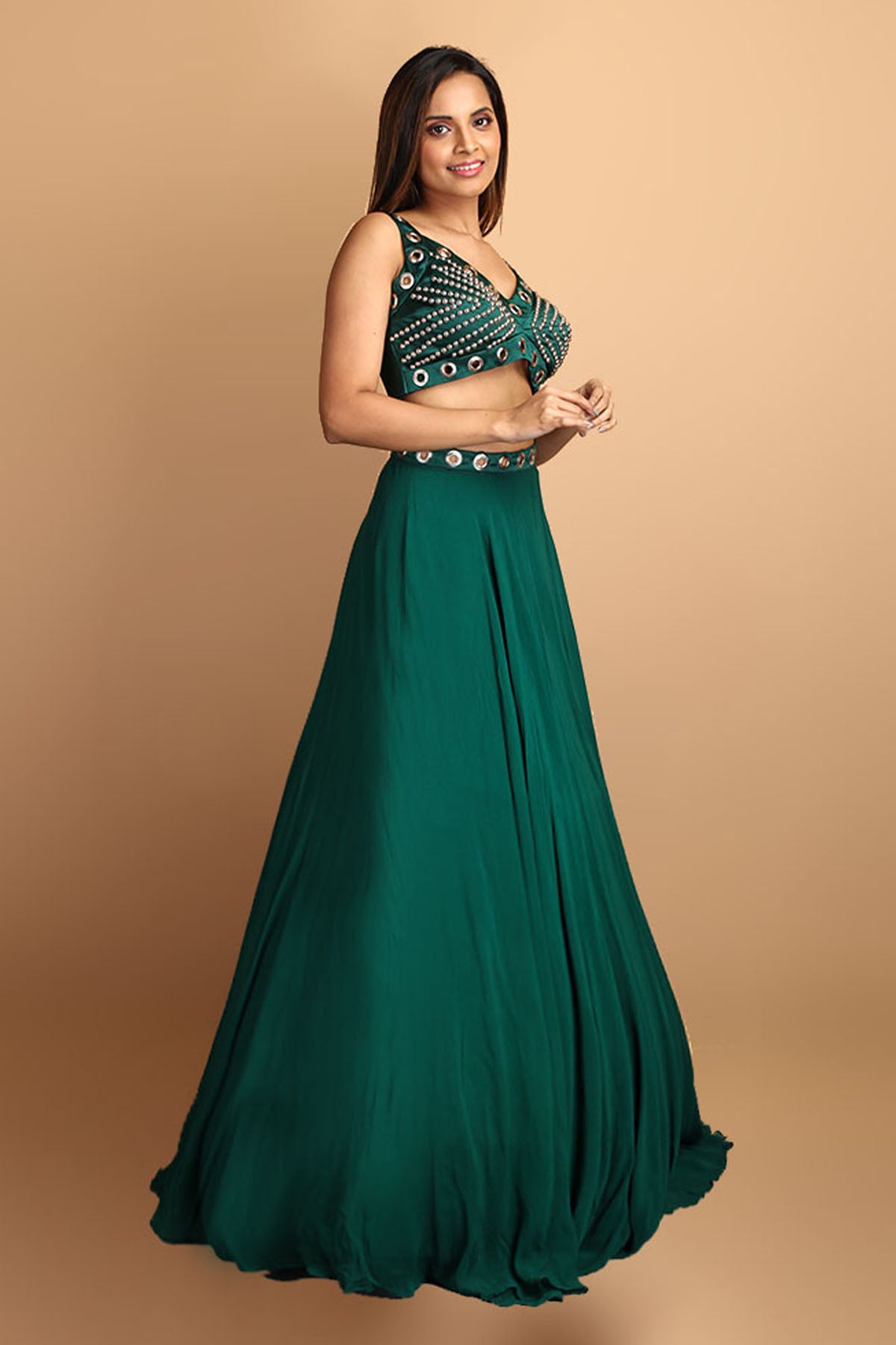 Rama Green Georgette Lehenga Set