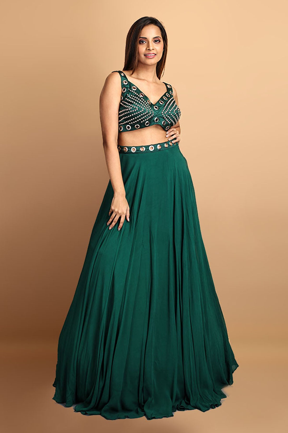 Rama Green Georgette Lehenga Set