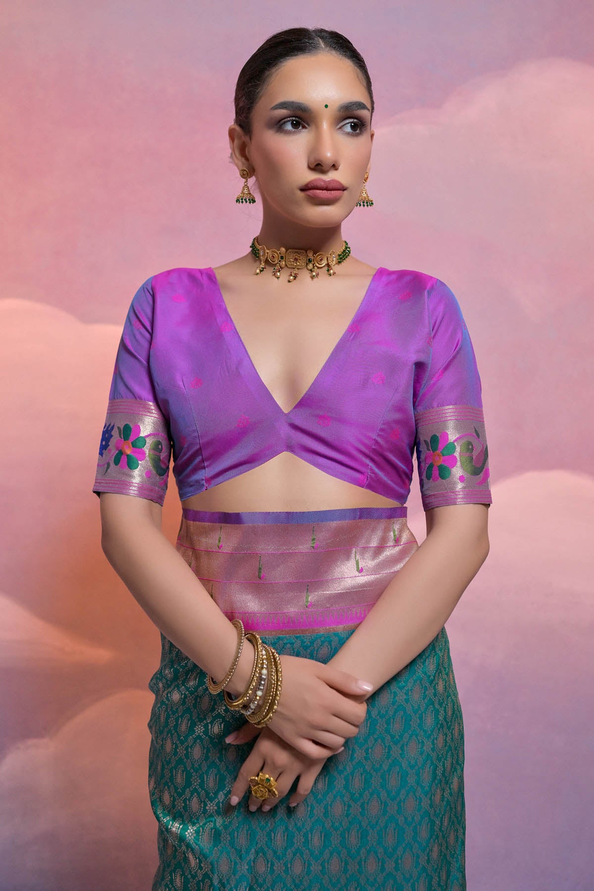 Rama Meenakari Zari Saree