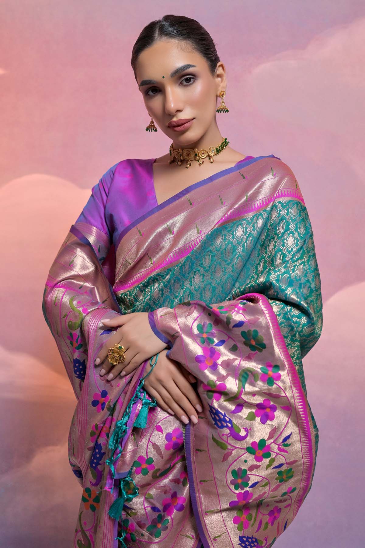 Rama Meenakari Zari Saree