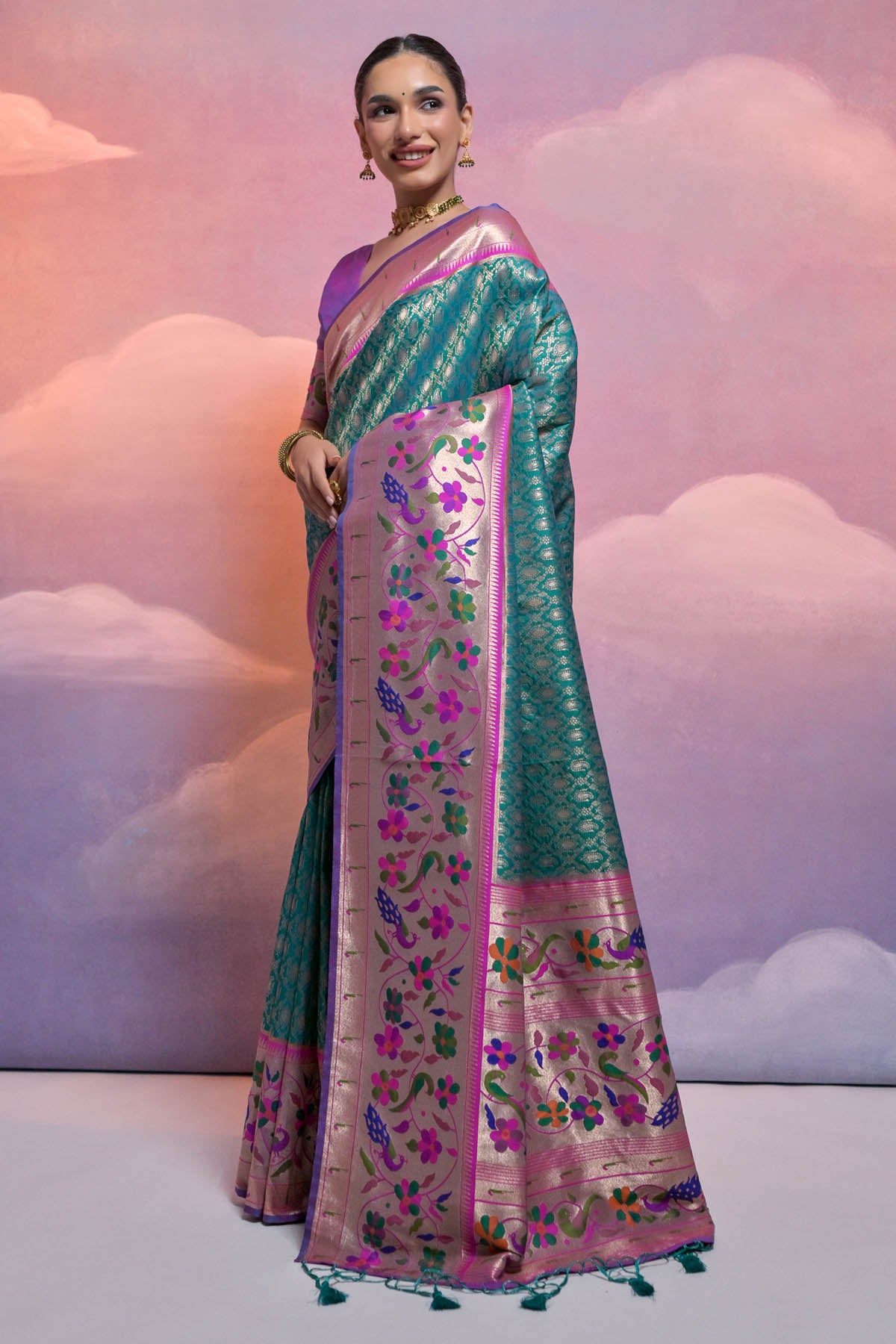 Rama Meenakari Zari Saree
