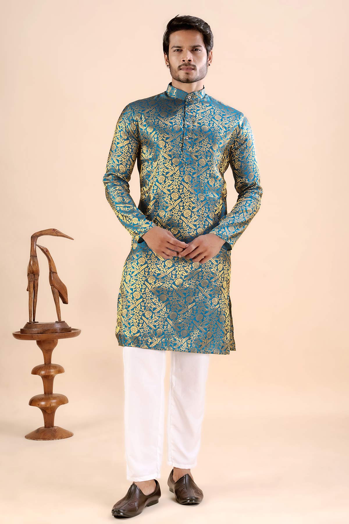 Buy Rama Banarasi Jacquard Kurta for men by Aastha Fashion online available at scrollnshops