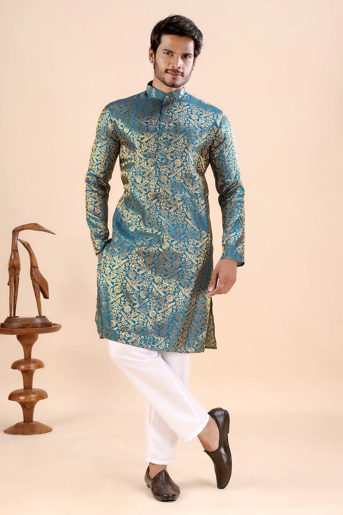 Rama Banarasi Jacquard Kurta