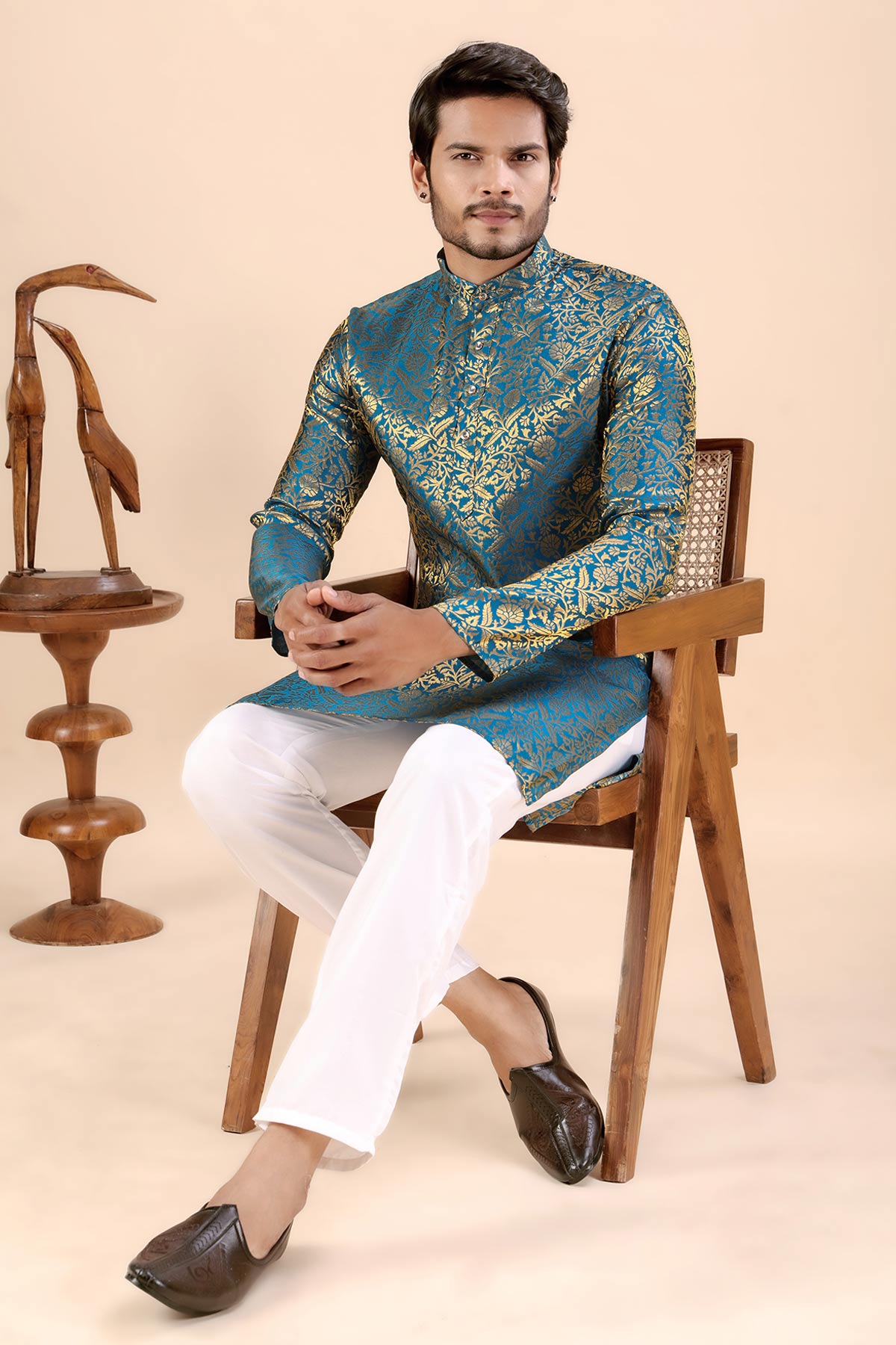 Rama Banarasi Jacquard Kurta