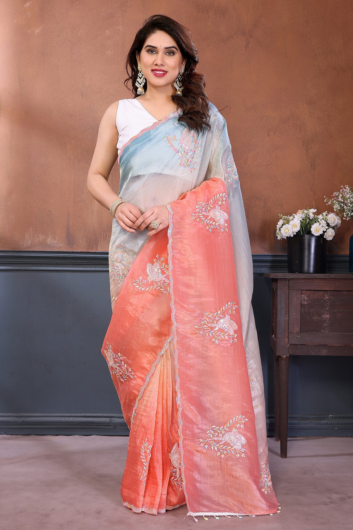 Buy Rama Embroidery Banglori Saree for women by Aastha Fashion online available at scrollnshops