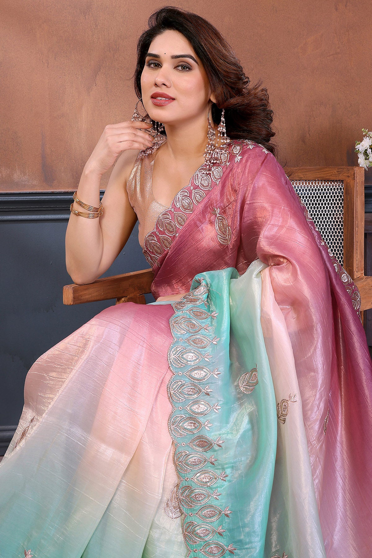 Rama Gold Gota Patti Work Saree